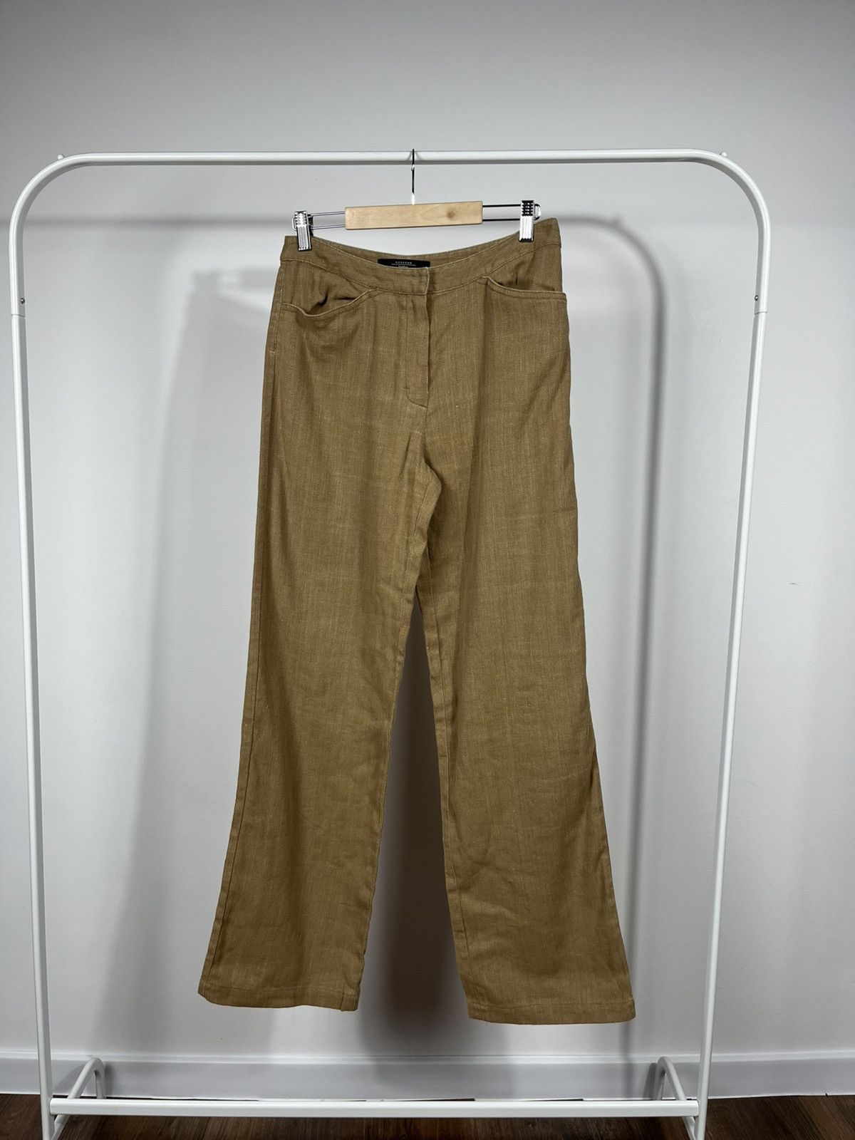 Max Mara MaxMara Weekend brown linen blend wide leg trousers pants Size 30" / US 8 / IT 44 - 1 Thumbnail
