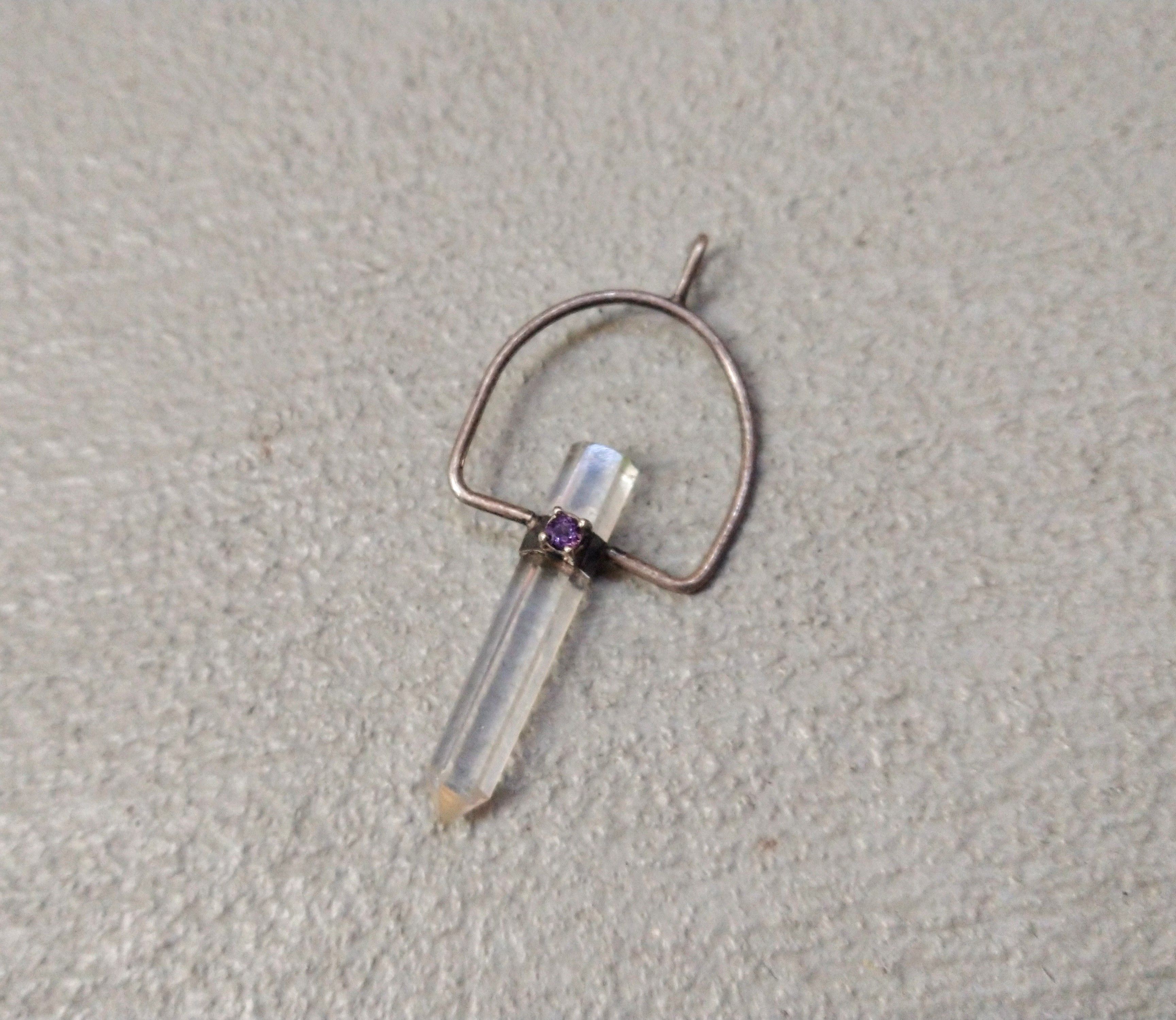 Jewelry Vintage Sterling Silver Pendant Quartz Amethyst Modern Size ONE SIZE - 2 Thumbnail