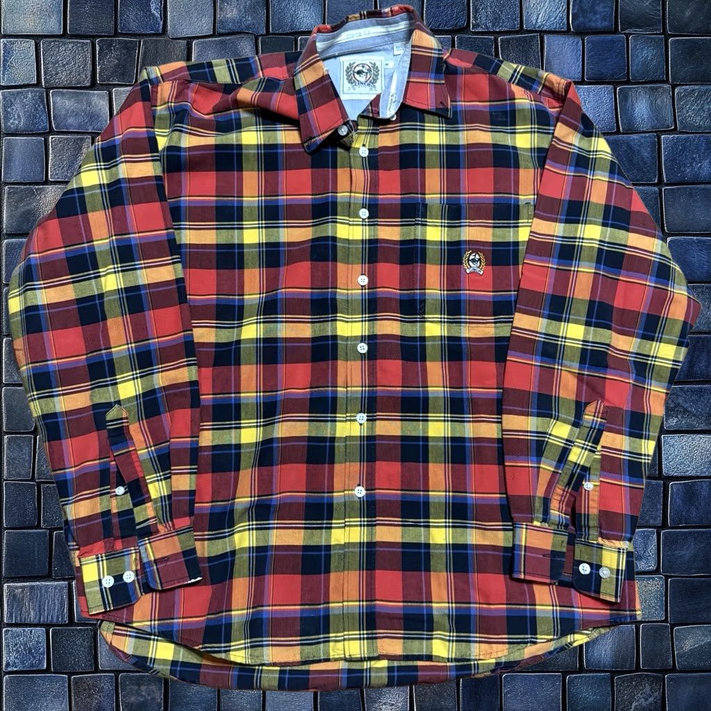 Cinch Shirt Mens Medium Red Yellow Blue Plaid Classic Western Long Sleeve Cowboy, Men's