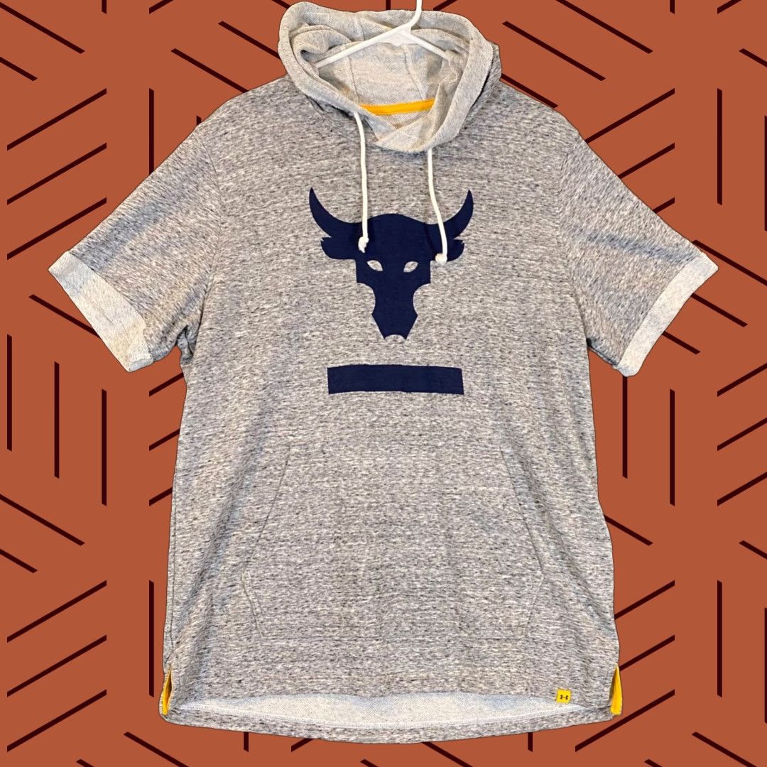 Under Armour Under Armour Project Rock Short Sleeve Hoodie Mens Large Gray Workout Lifting Size US L / EU 52-54 / 3 - 1 Thumbnail