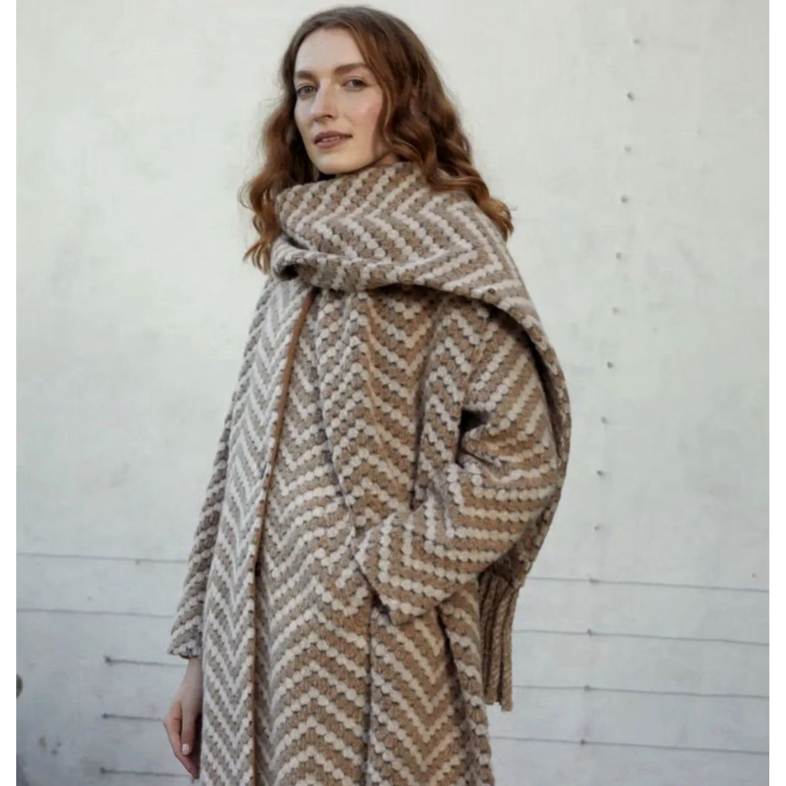 Ted Baker Ted Baker Coat | Beige & Cream Twill Knit Scarf Coat | NWT | Size 2 UK 10 | Women | Wool Mix | Regular | Black Multi Size XS / US 0-2 / IT 36-38 - 2 Thumbnail
