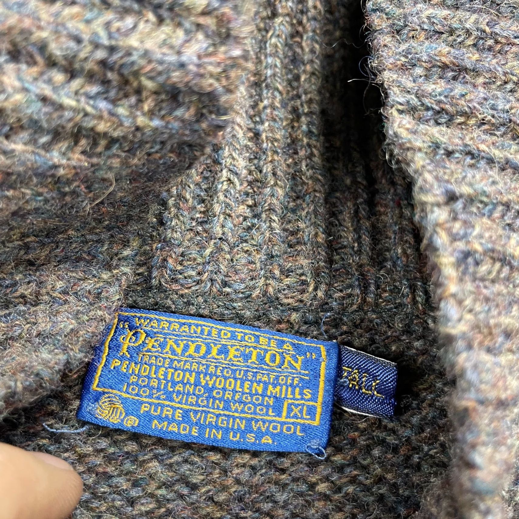 Pendleton VINTAGE Pendleton Sweater Mens XL Tall Gray Brown Button Cowl Neck Virgin Wool Size US XL / EU 56 / 4 - 6 Thumbnail