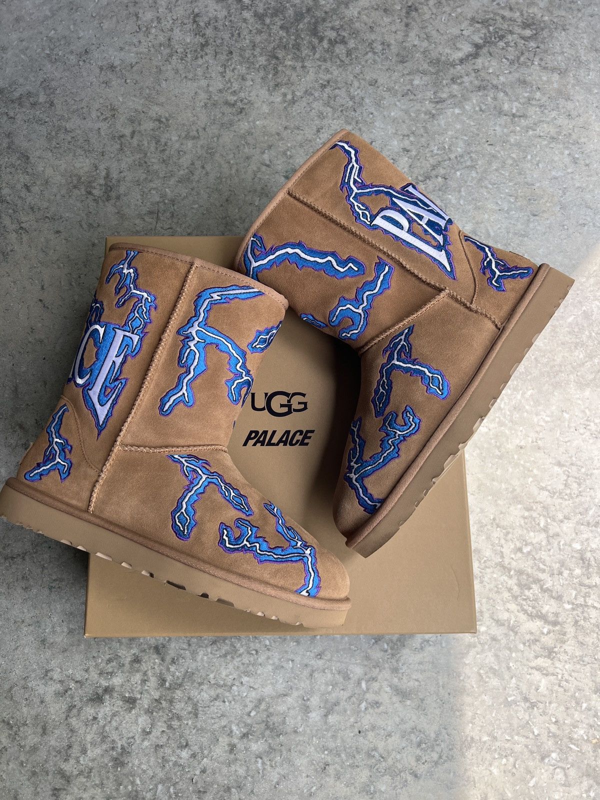 image of Palace x Ugg Classic Boot Lightning Pack Brown Chestnut, Men's (Size 10)