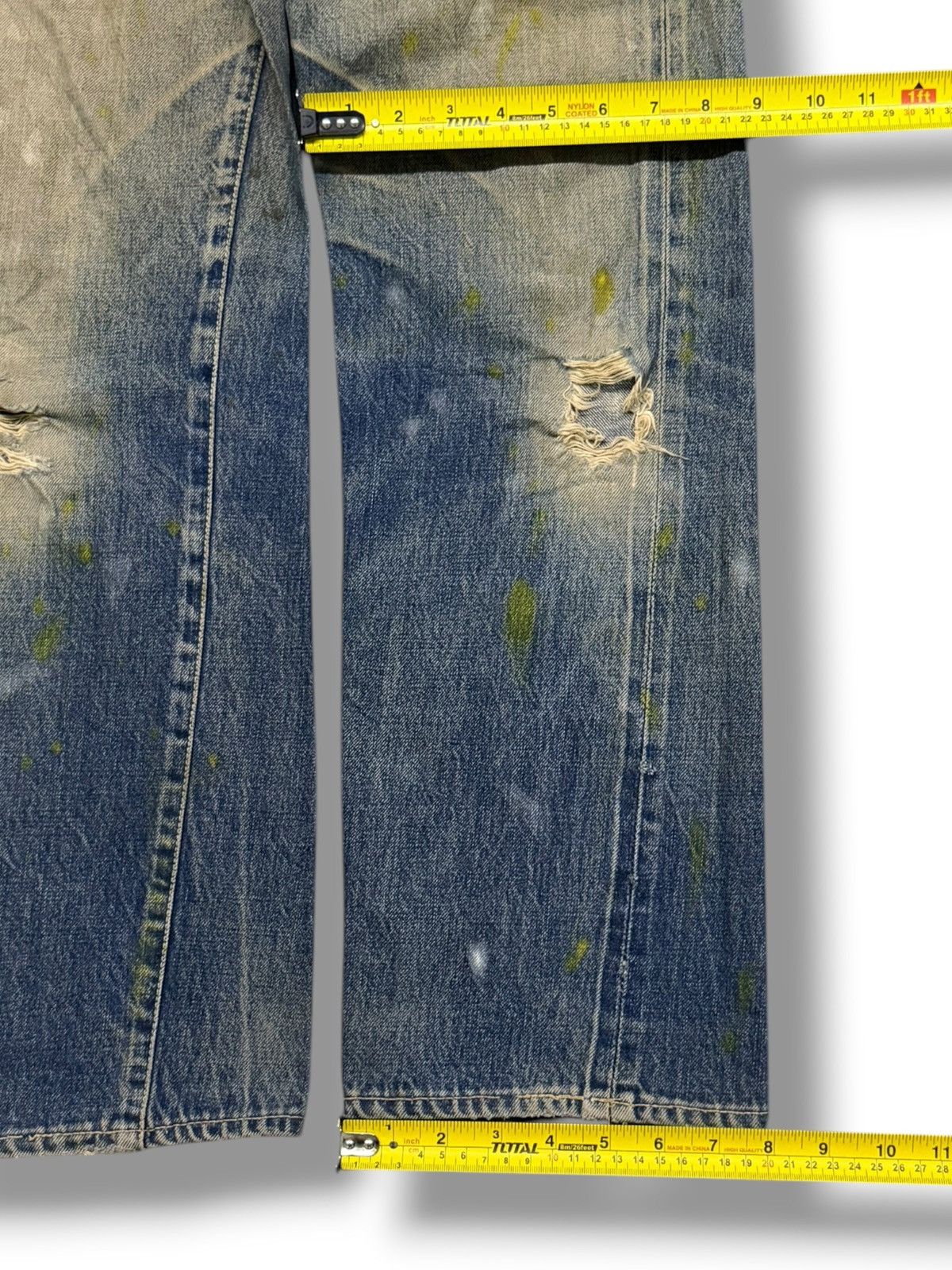 Denime Vintage 90s Denime Crazy Fade, Paint Splatter Selvedge | W27 Size US 27 - 18 Thumbnail