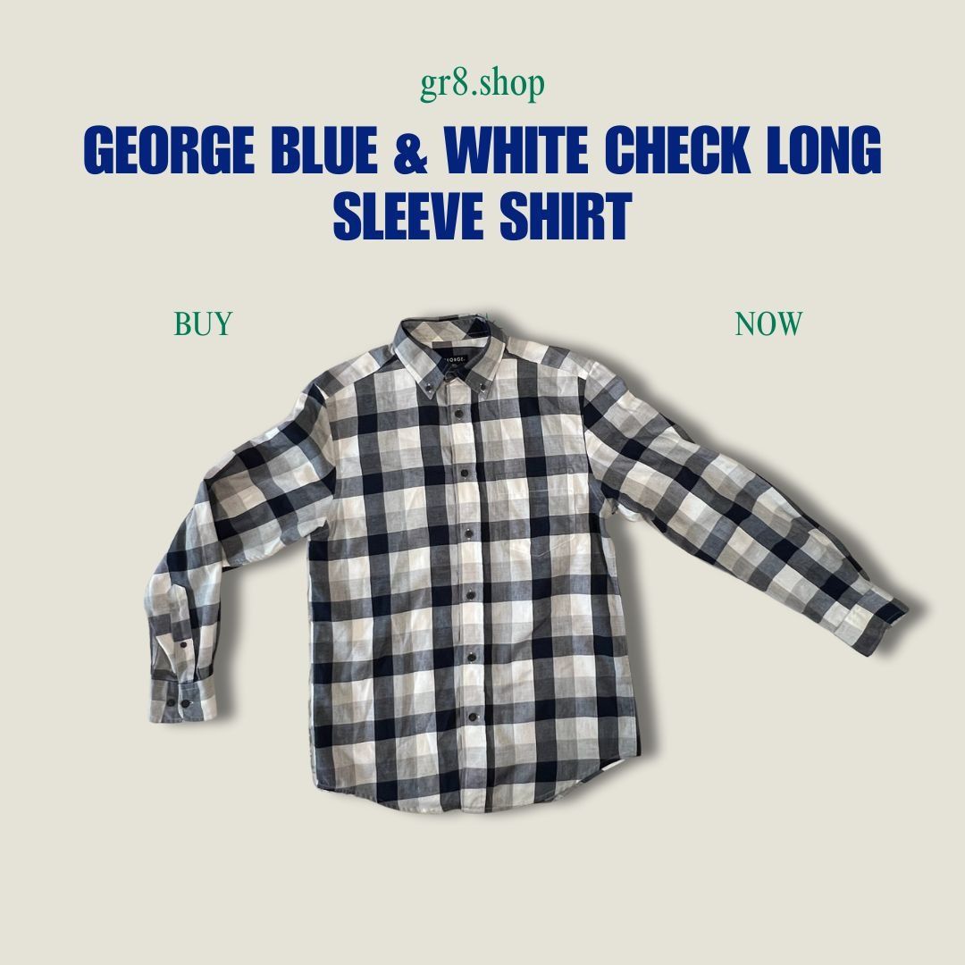 Other George Blue & White Check Long Sleeve Button-Up Shirt Size 3 Size US S / EU 44-46 / 1 - 1 Thumbnail