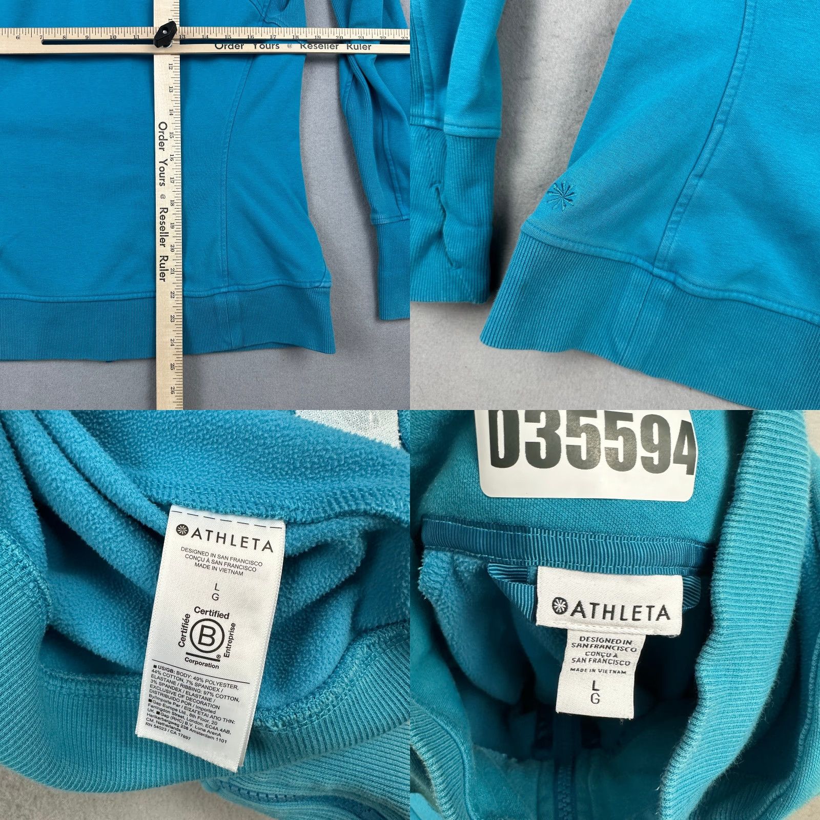 Athleta Athleta Jacket Women L Solid Teal Full Zip Hooded Pockets Stretch Athleisure Tee? Size L / US 10 / IT 46 - 8 Thumbnail
