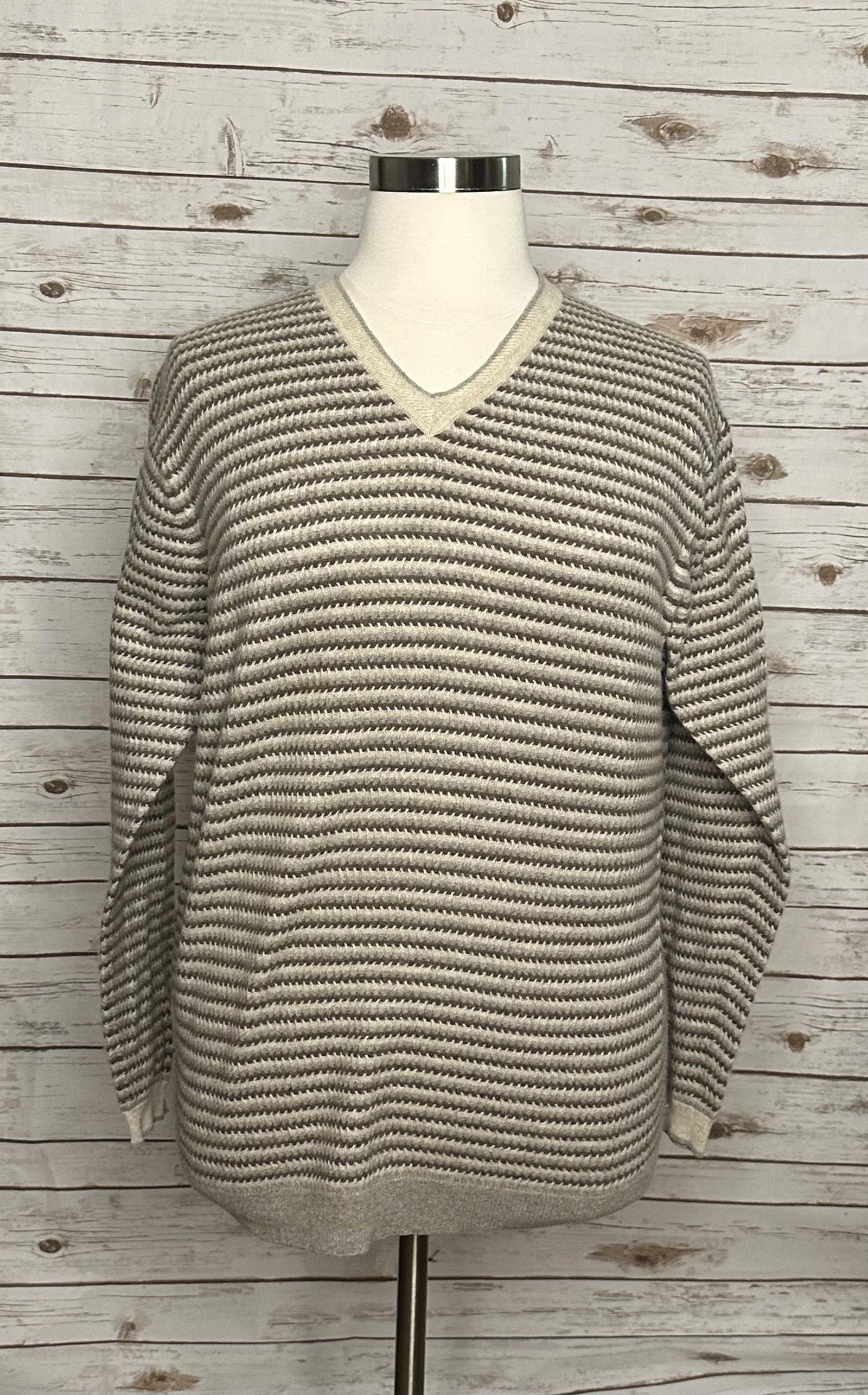 Designer Richard Waithe striped cashmere V-neck sweater Size XXL Size US XXL / EU 58 / 5 - 1 Thumbnail