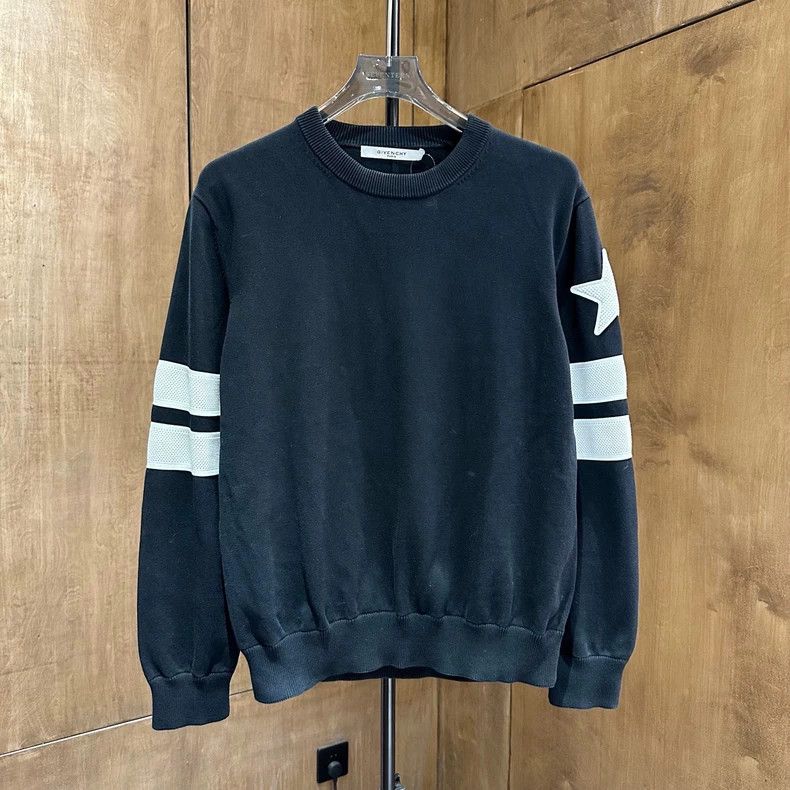Givenchy Givenchy Five-pointed Star Embroidered Striped Knit Black Size US XL / EU 56 / 4 - 1 Thumbnail