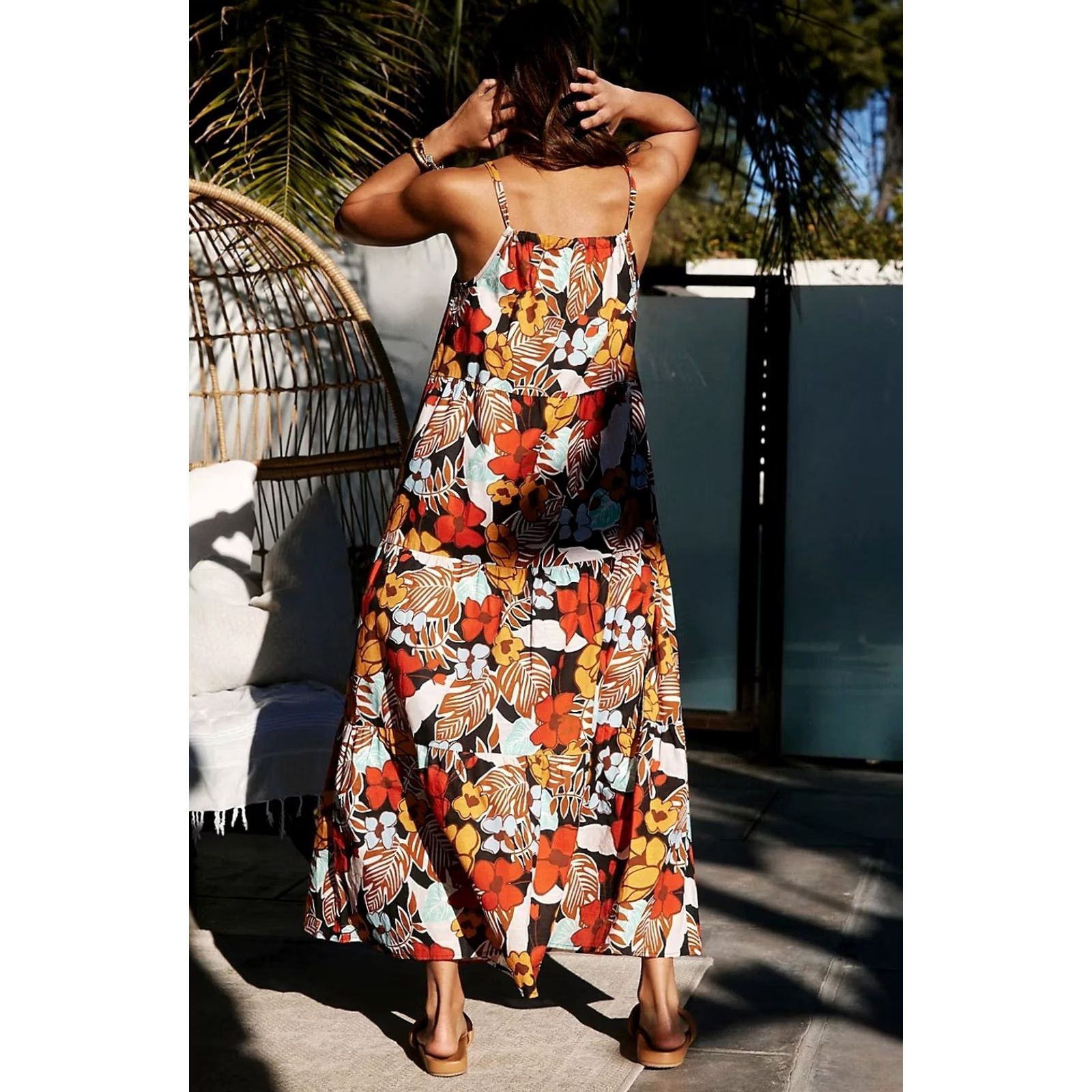 Anthropologie Anthropologie Maxi Dress Tropical Floral Women's M New Denyse Tiered Cover Up Sleeveless Pullover Hand Wash Cotton Black Multicolor Womens Size M / US 6-8 / IT 42-44 - 2 Thumbnail