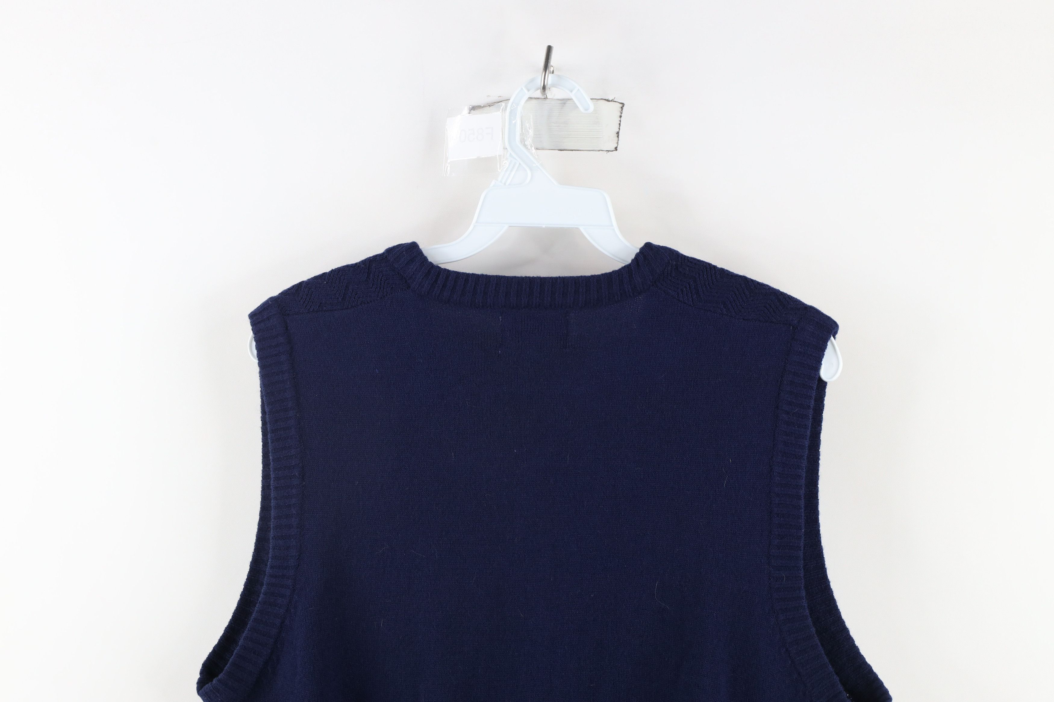 Vintage Vintage 70s Streetwear Knit V-Neck Sweater Vest Navy Blue Size US L / EU 52-54 / 3 - 6 Thumbnail