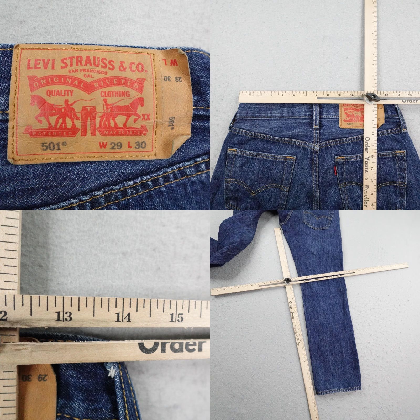 Levi's Levi's Jeans Mens 501 Blue Denim Button Fly Straight Leg 29x30 Vintage? No. 5-Pocket Design Red Tab - Regular Fit, Medium Wash, Cotton - Pants Size US 29 - 8 Thumbnail