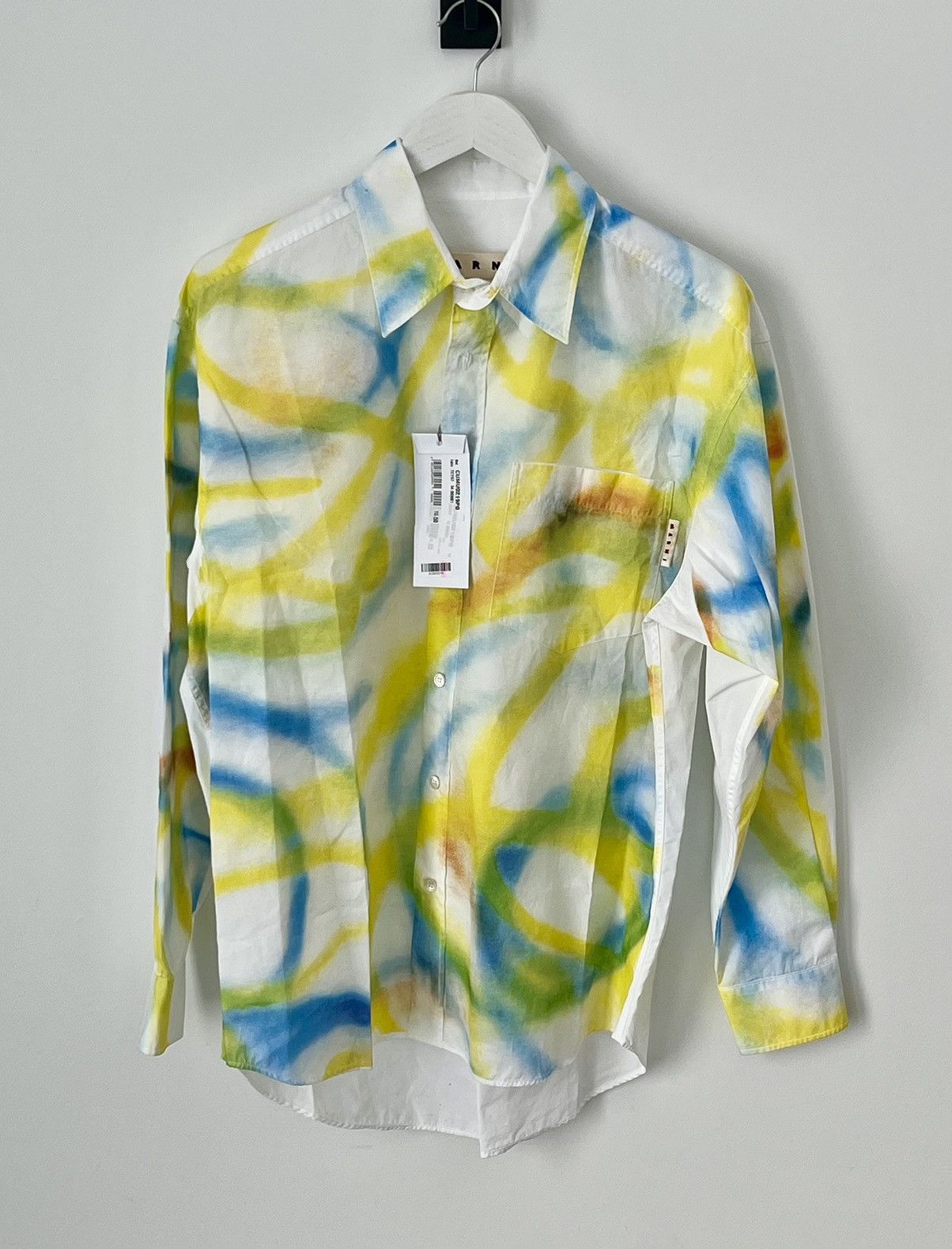 Marni New MARNI Scribble Spray Paint Multicolour Oxford Shirt 50 Size US M / EU 48-50 / 2 - 10 Thumbnail