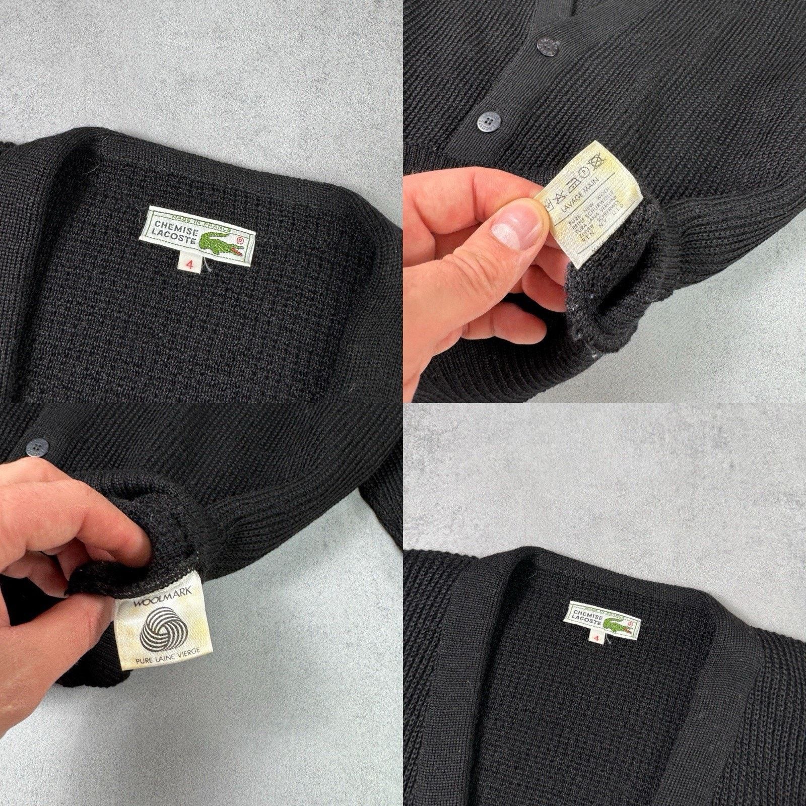 Lacoste Vintage Lacoste Chemise Wool Cardigan Size 4 Black Size US M / EU 48-50 / 2 - 23 Thumbnail