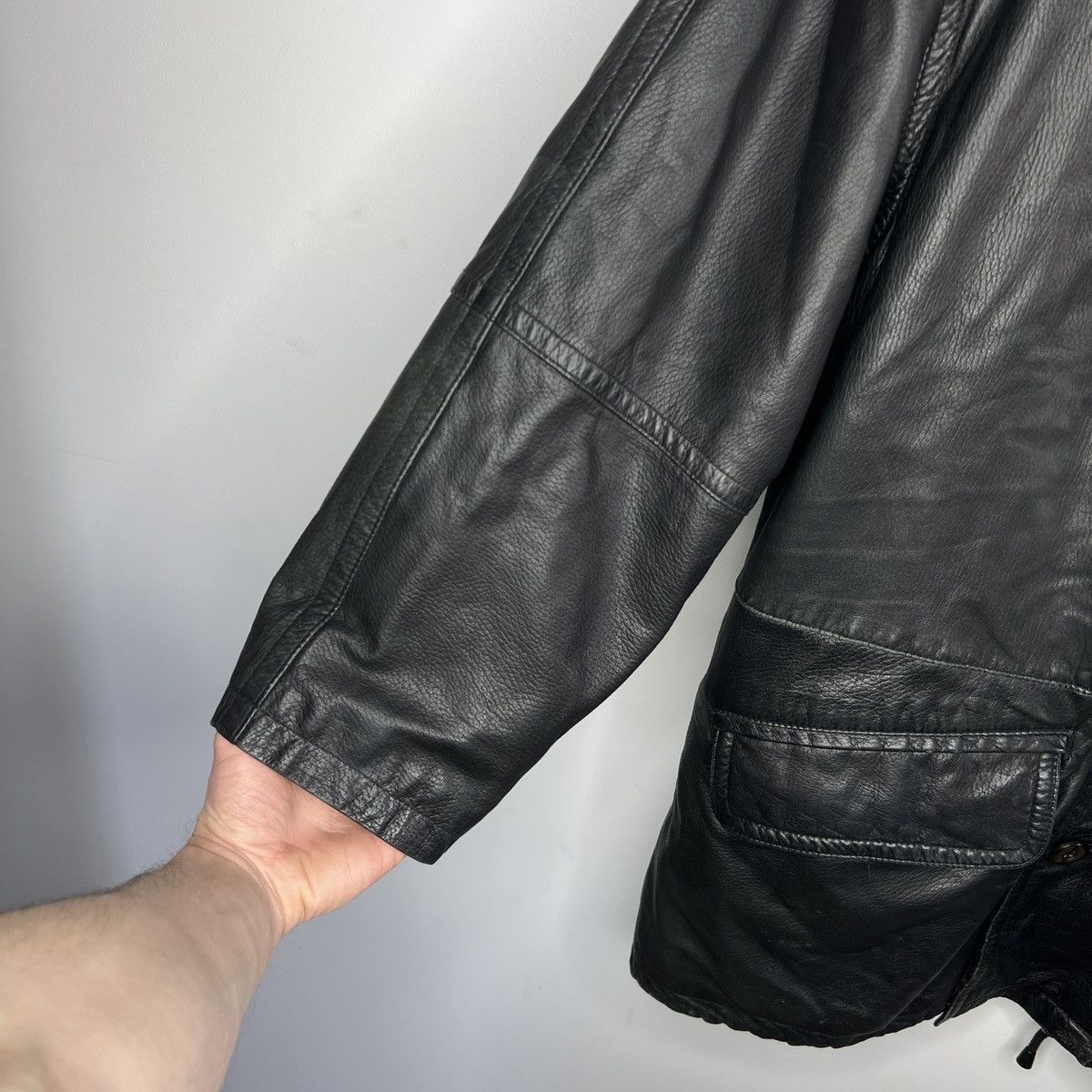 Burberry Burberrys Leather Jacket Coat Black Classic Nova Check Size US XL / EU 56 / 4 - 8 Thumbnail