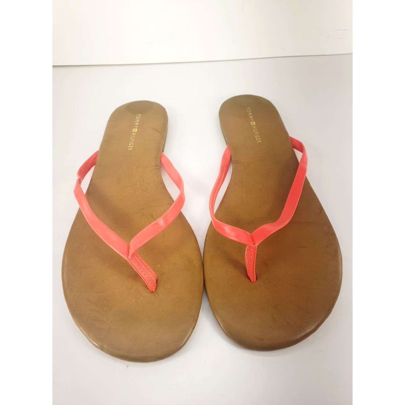 Tommy Hilfiger Tommy Hilfiger Women's Sandal Flat Slide Thong Orange Faux Leather Rubber Sole 7.5 UK 8 US Casual Summer Comfort Size US 8 / IT 38 - 2 Thumbnail
