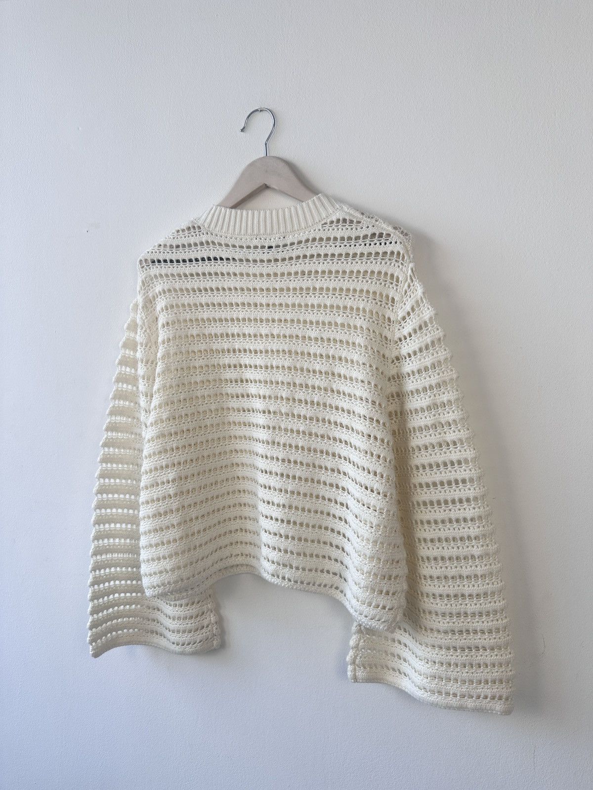 Ann Demeulemeester Ann Demeulemeester Ivory Crochet Knit Sweater L Mesh Archive Size L / US 10 / IT 46 - 10 Thumbnail