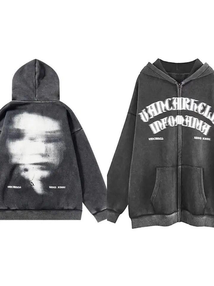 Japanese Brand Face Graphic Bleached Full Zip Hoodie Size US M / EU 48-50 / 2 - 4 Thumbnail