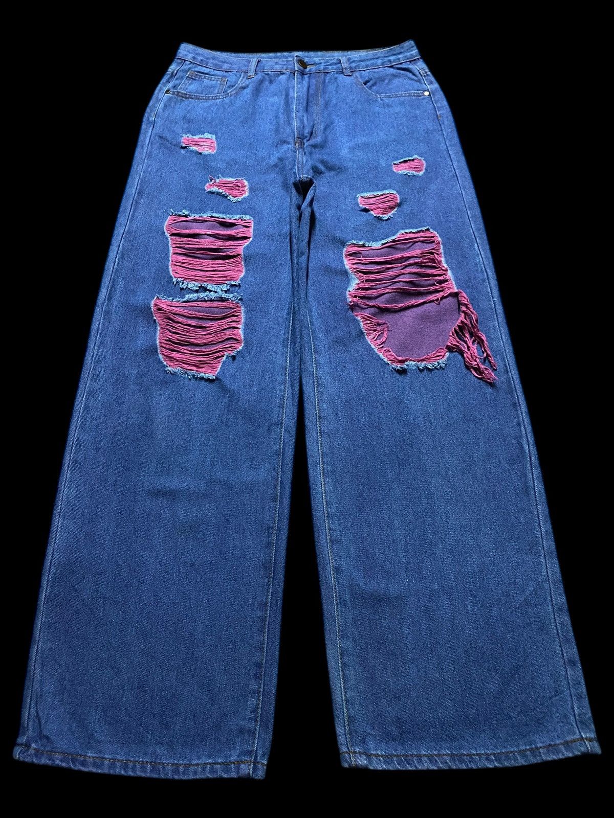 Japanese Brand Vintage Japanese Brand Romwe Nice Ripped Baggy Jeans Size US 31 - 1 Thumbnail