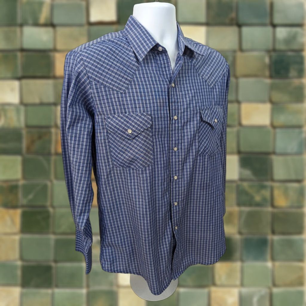 Vintage VINTAGE Ely Cattleman Mens Western Shirt Blue Medium Plaid Pearl Snap Long Sleeve T5 Size US M / EU 48-50 / 2 - 1 Thumbnail