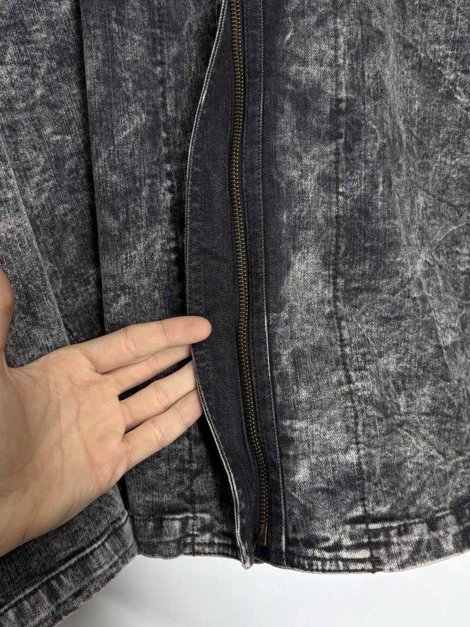 Norma Kamali Norma Kamali Black Acid Washed Denim A-Line Jacket Coat Size L / US 10 / IT 46 - 13 Thumbnail