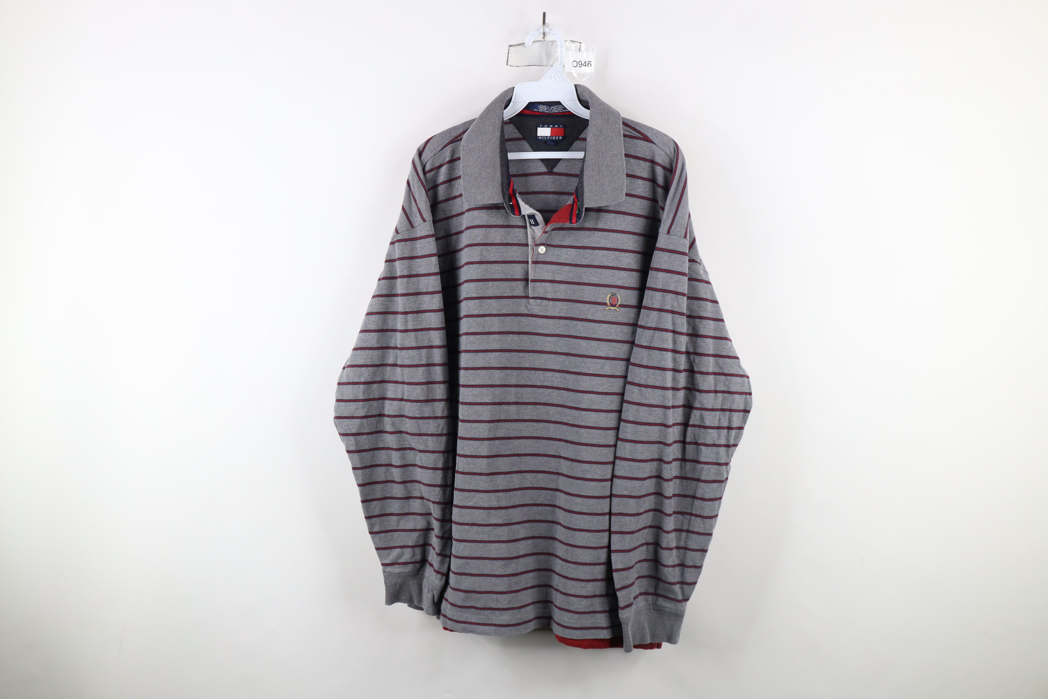 Tommy Hilfiger × Vintage Vintage 90s Tommy Hilfiger Striped Long Sleeve Rugby Polo Size US XXL / EU 58 / 5 - 1 Thumbnail