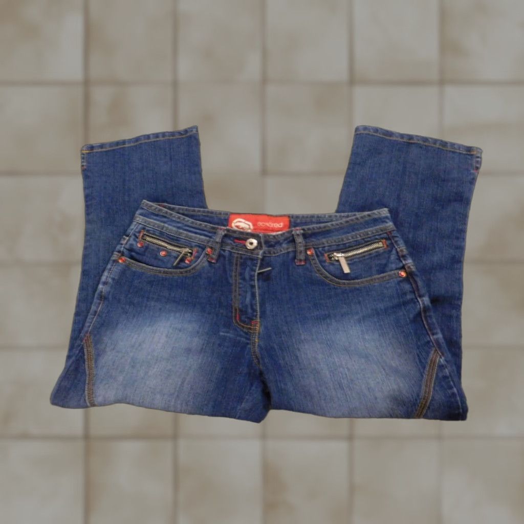 Ecko Unltd. Ecko Unltd. Jeans Women 7 Blue Capri Denim Straight Slim Stretch Zip Modern Regular 30in Waist Inseam 22in Size 28" / US 6 / IT 42 - 1 Thumbnail
