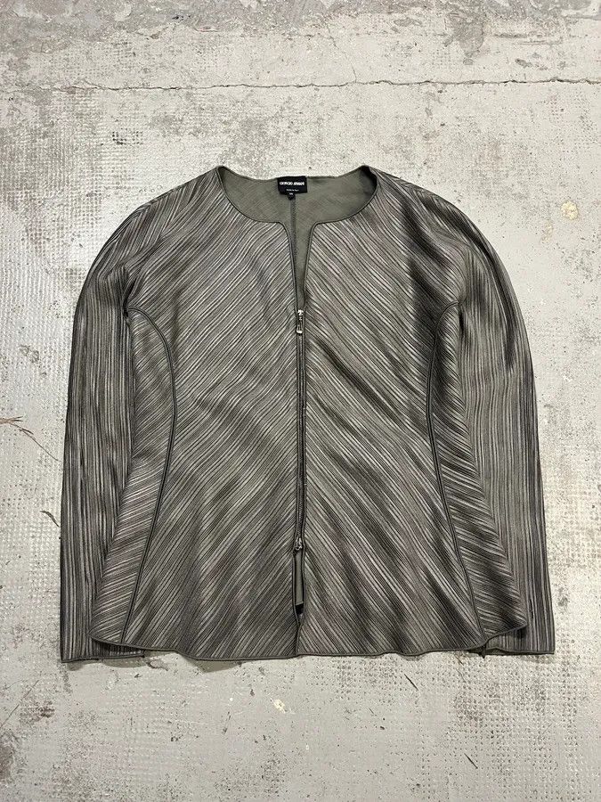 Giorgio Armani SS2012 Giorgio Armani Pleated Striped Grey Jacket Size M / US 6-8 / IT 42-44 - 5 Thumbnail