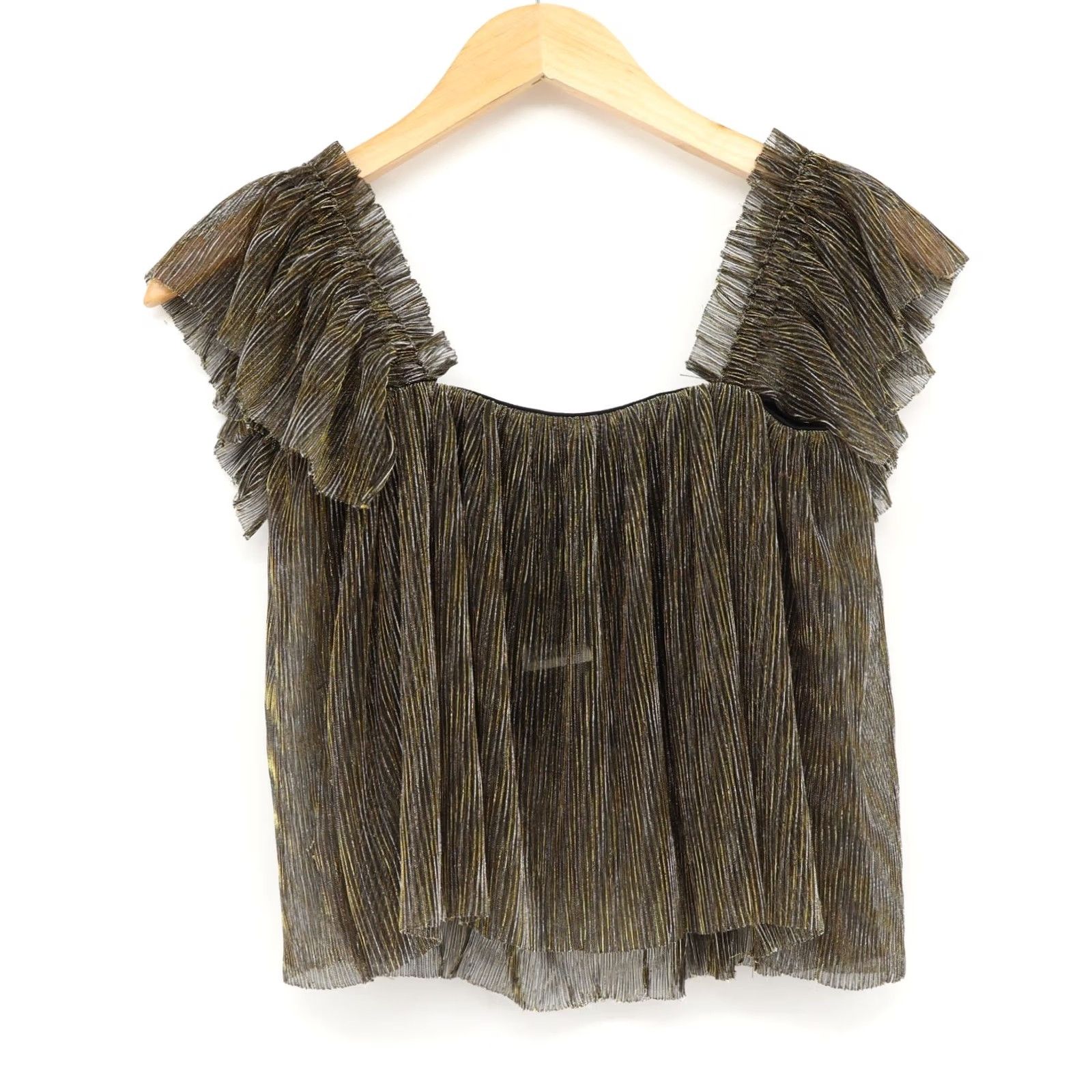 Urban Outfitters Urban Outfitters Top Gold XS Women's Pleated Shimmer Off-The-Shoulder NWT Size XS / US 0-2 / IT 36-38 - 2 Thumbnail
