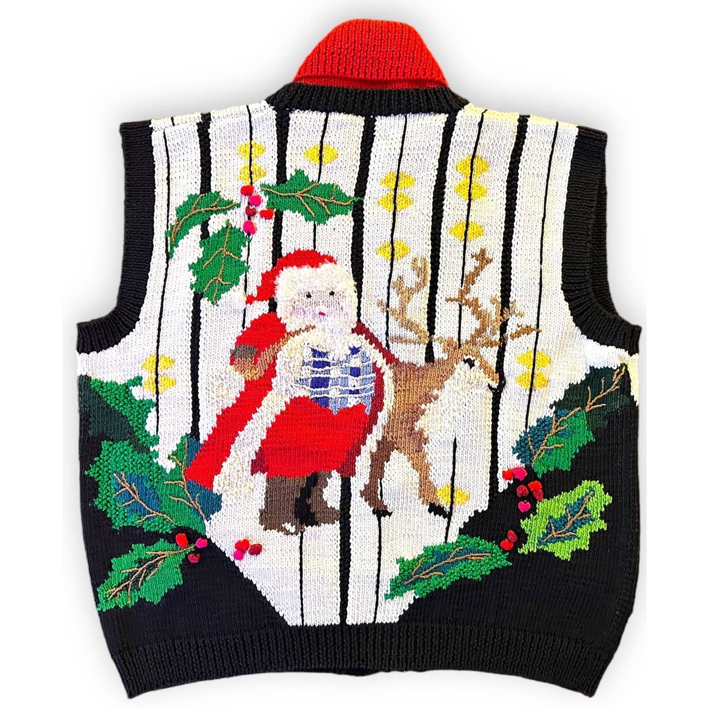Vintage Vintage Berek Marta D Cardigan Vest Knit 92 Christmas Santa Size S / US 4 / IT 40 - 2 Thumbnail