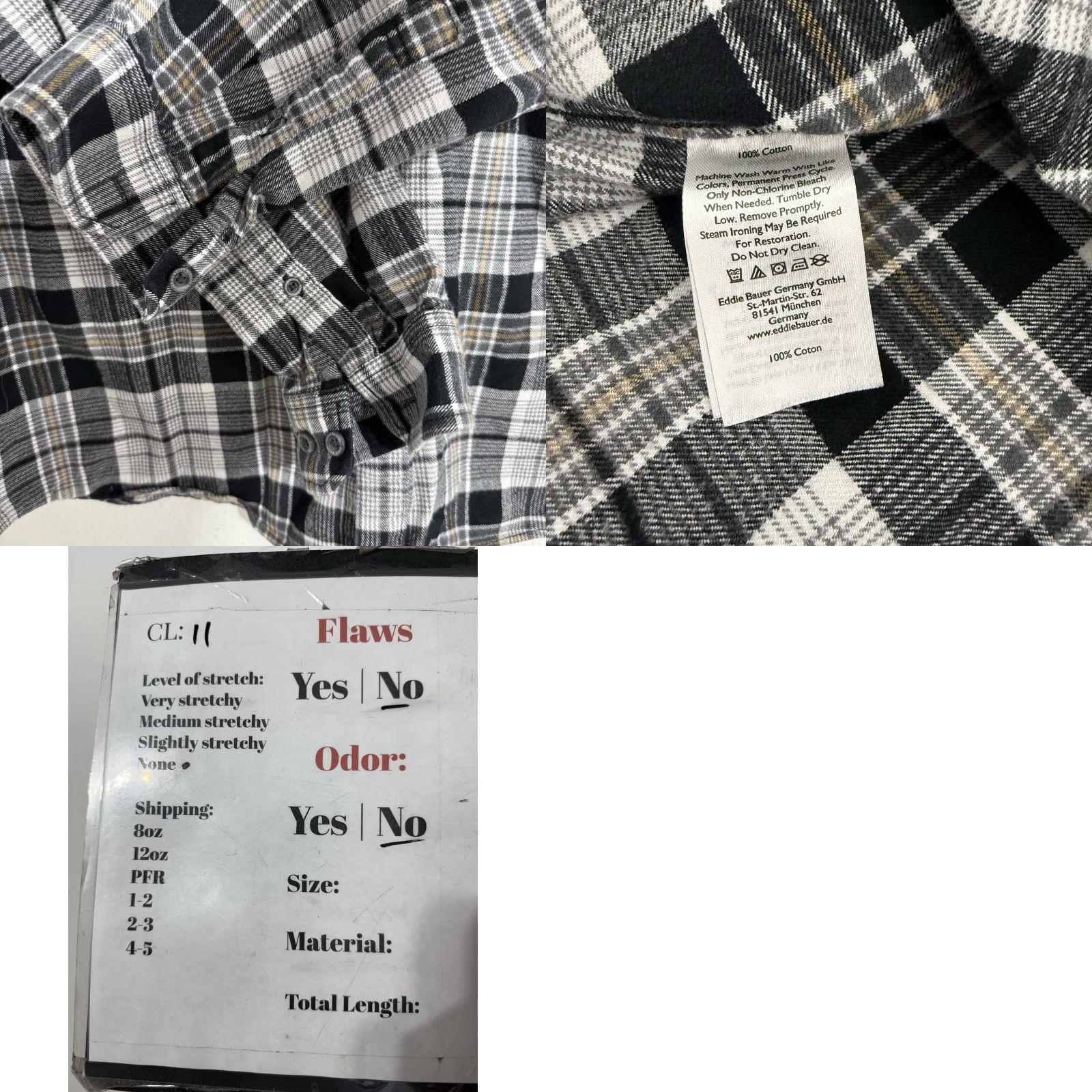 Eddie Bauer Eddie Bauer Mens XLT Gray Plaid Long Sleeve Button Front Flannel Classic Fit Shirt Size US XL / EU 56 / 4 - 8 Thumbnail