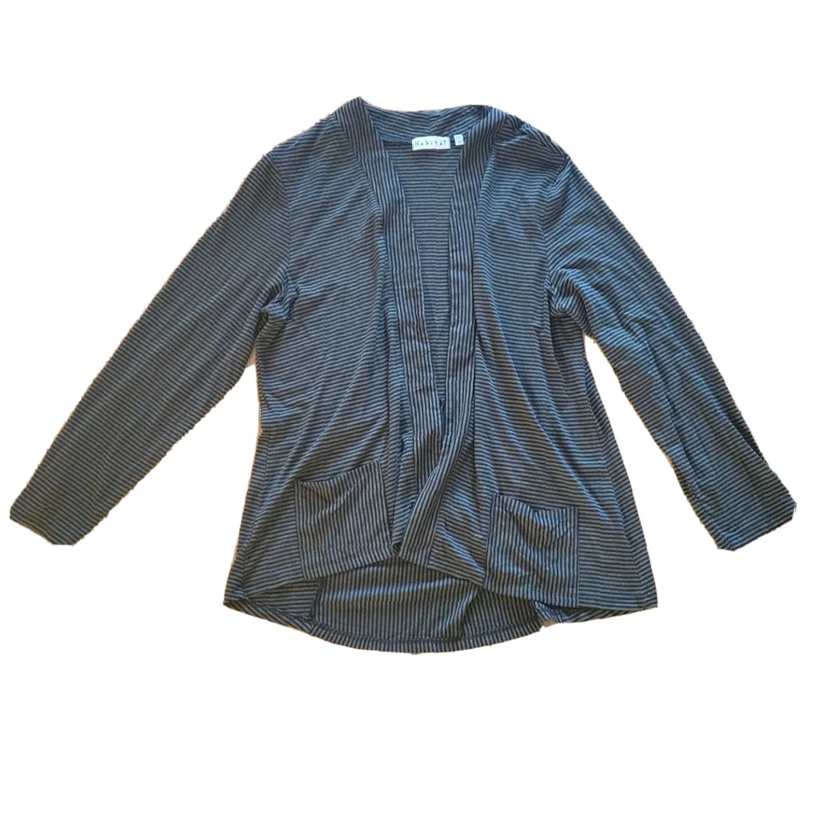Habitat Habitat Cardigan Top Shirt Womens Large Green Black Striped Open Front Everyday Size L / US 10 / IT 46 - 2 Thumbnail