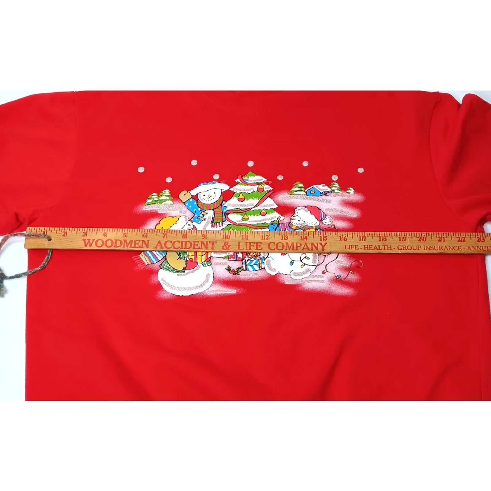 Basic Editions VINTAGE Basic Editions Sweatshirt Christmas Snowman Red XL Glitter Crew Neck Women Holiday Winter Pattern: Solid, Long Sleeve, Cotton/Polyester Size XL / US 12-14 / IT 48-50 - 5 Thumbnail