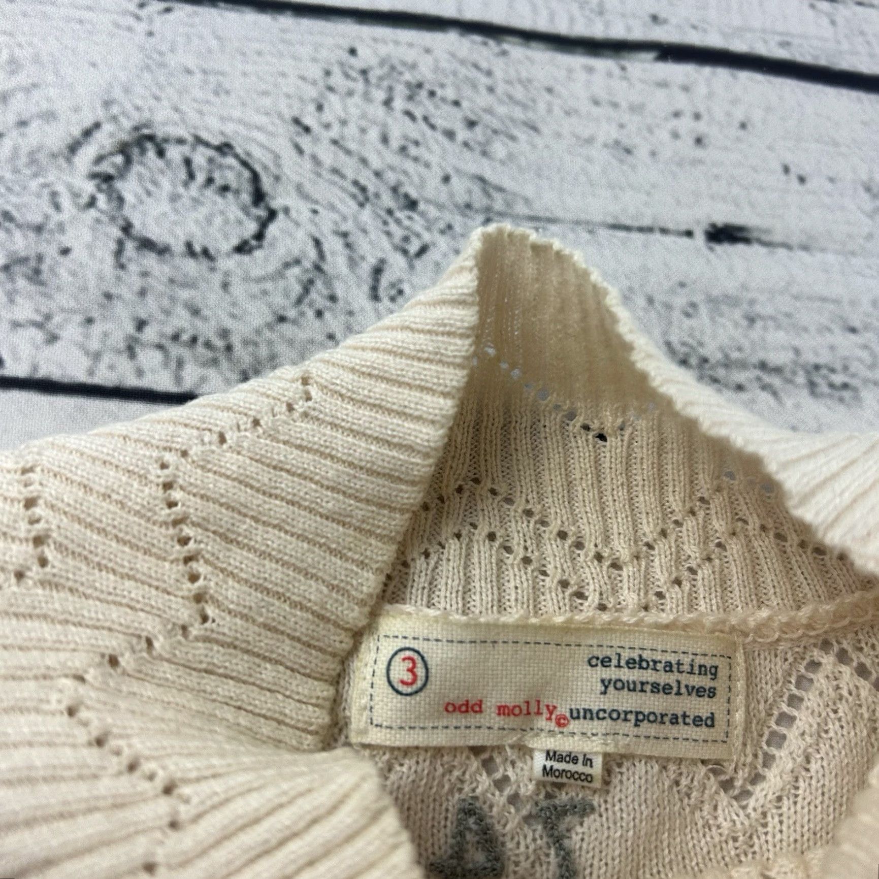 Vintage Odd Molly Cotton Mock Turtleneck Knit Top Women's 3 Ivory Knit Pullover Sweater Shirt Woolless 90s Vintage? Size XS / US 0-2 / IT 36-38 - 2 Thumbnail