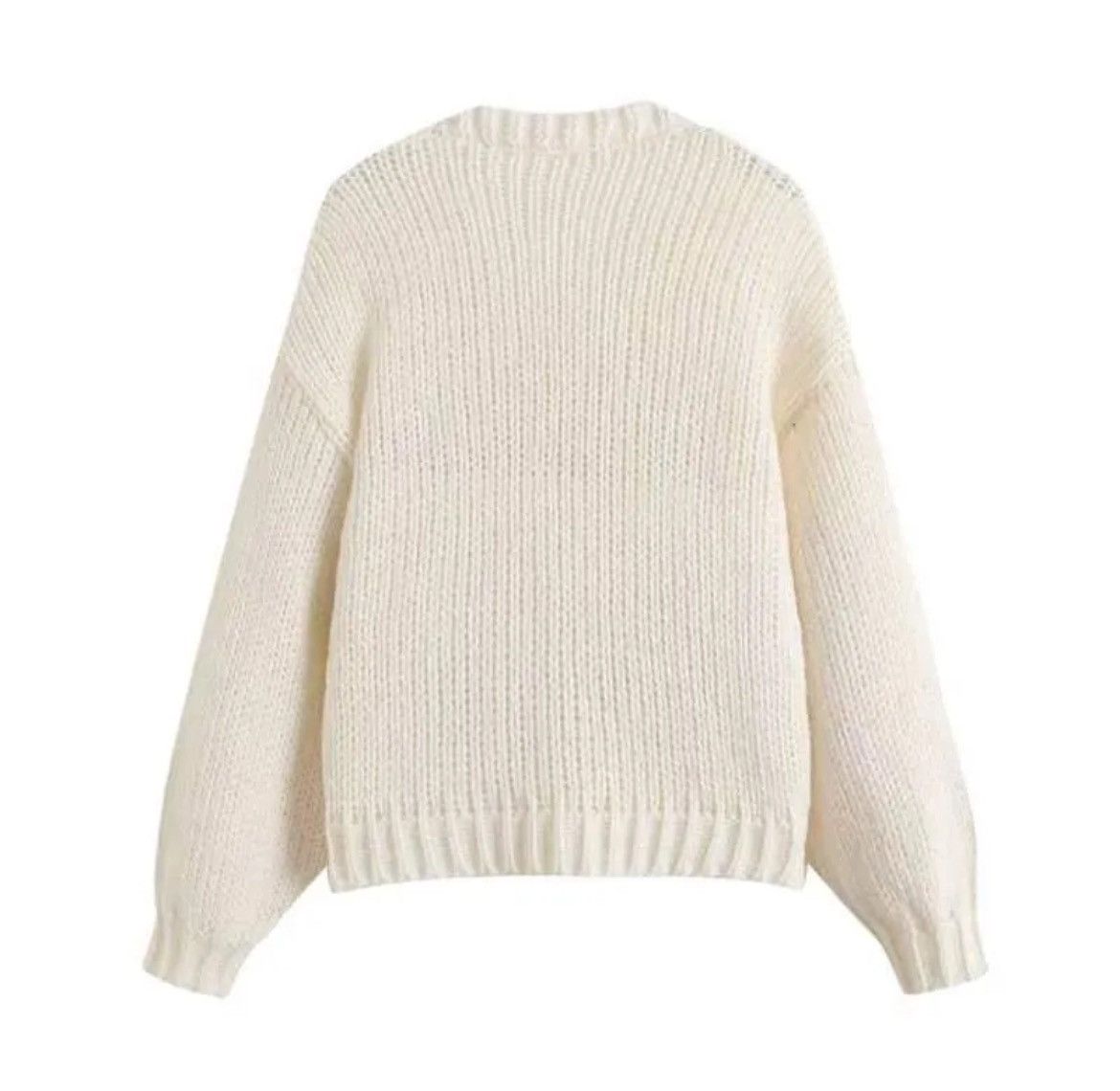 Vintage Strawberry knitted Sweater Puff Long Sleeve Sweater Cardigan Size ONE SIZE - 2 Thumbnail