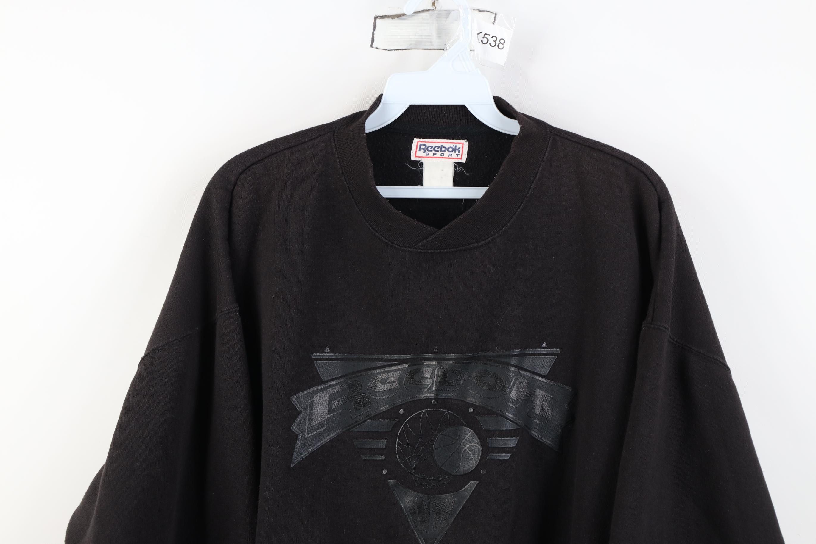 Reebok Vintage 90s Reebok Basketball Boxy Fit Sweatshirt Black Size US L / EU 52-54 / 3 - 2 Thumbnail