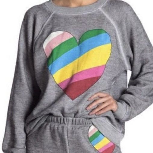 WILDFOX Colorful Mini Heart Cream Sweatshirt size deals L