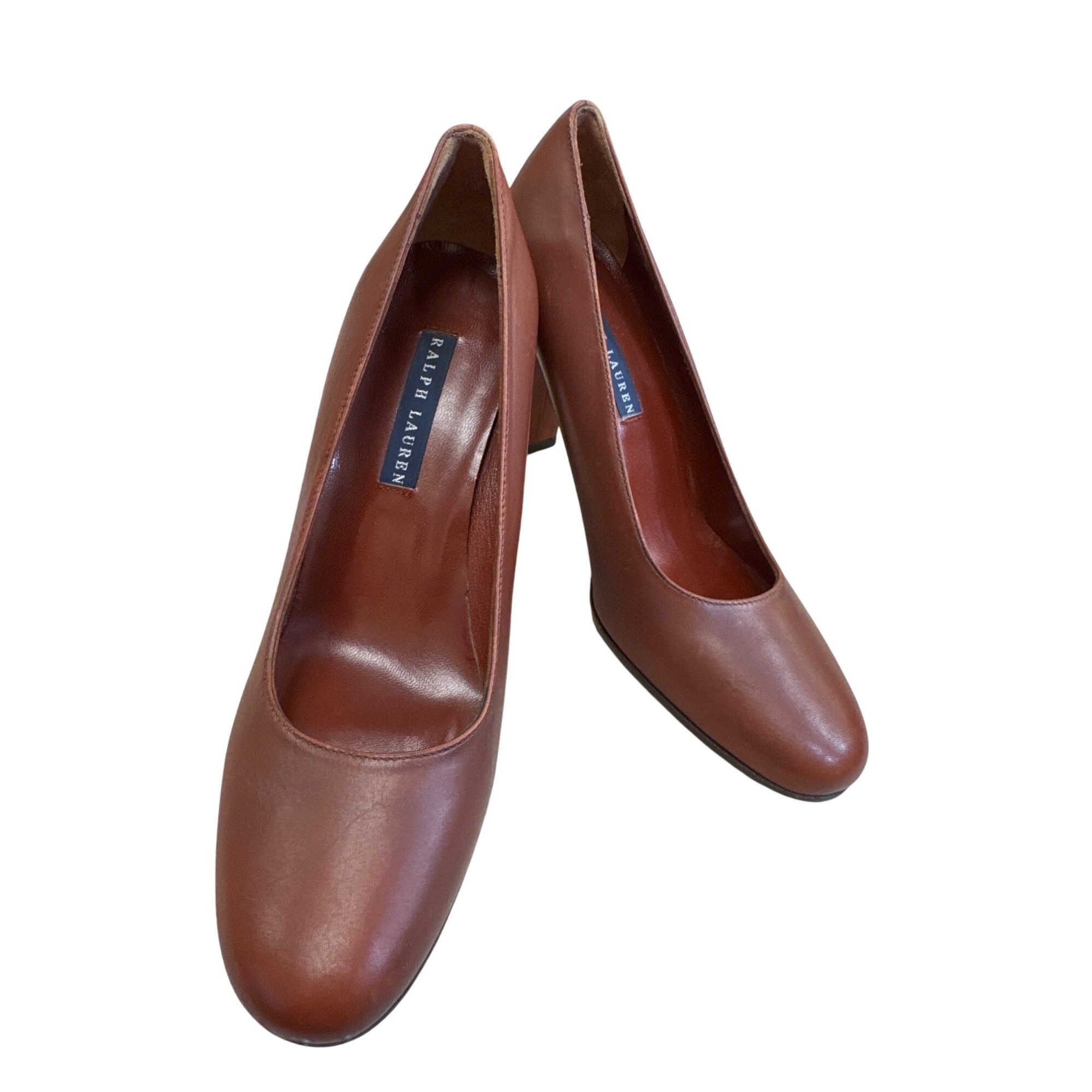 Ralph Lauren Ralph Lauren Womens Red 3" Block Heels Leather Slip-On Shoes Size US 5.5 / IT 35.5 - 18 Thumbnail