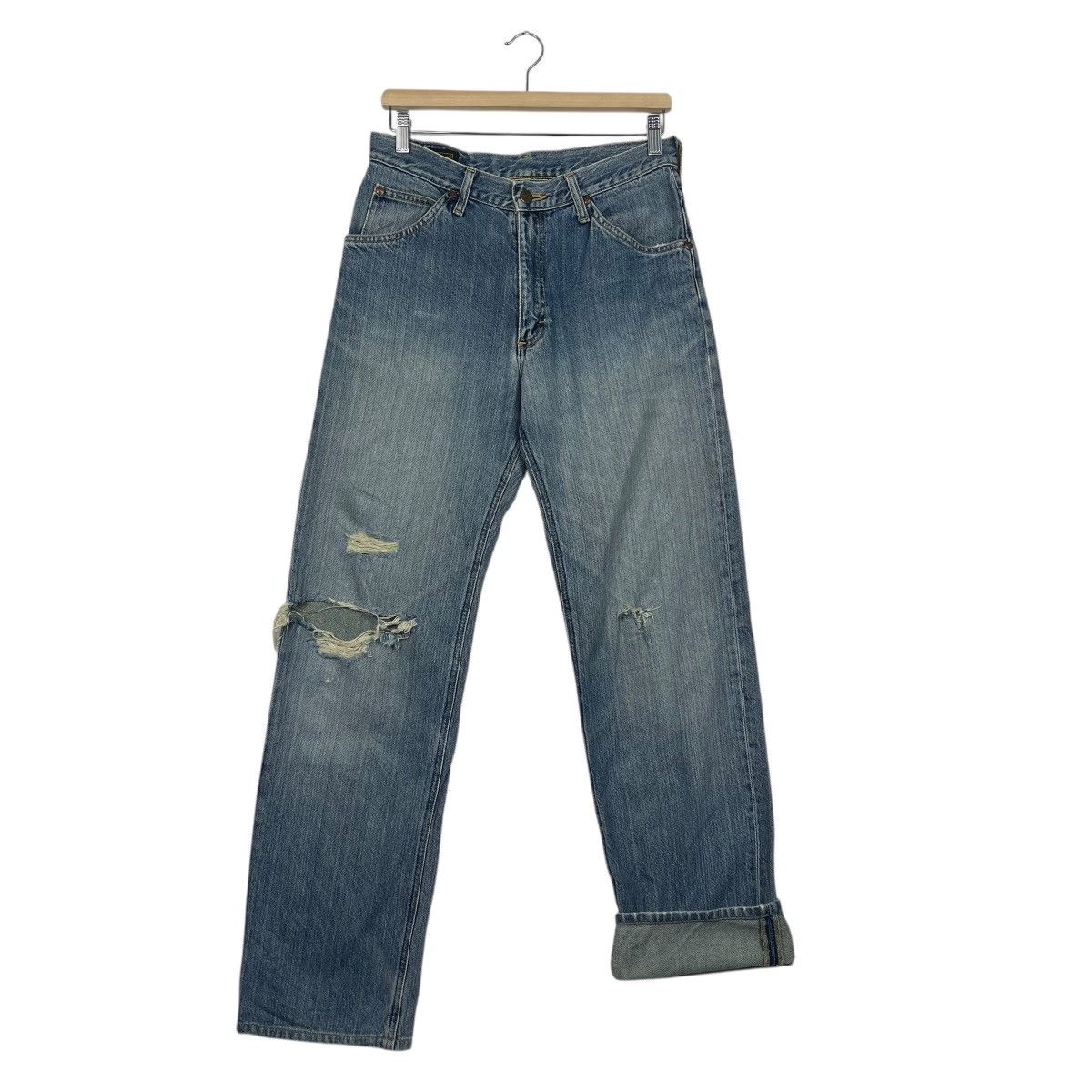 Japanese Brand Vintage 90s Lee Rider Zipper fly Ripped Denim W31 Size US 31 - 2 Thumbnail