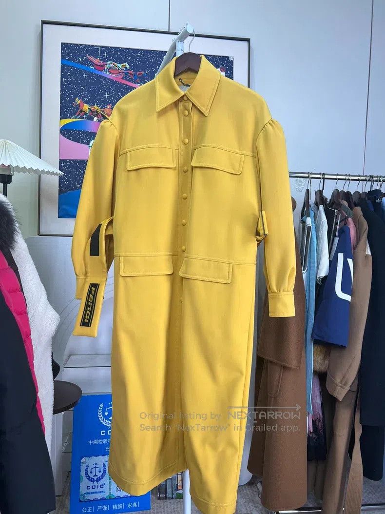 Fendi Lemon Yellow Long Trench Coat