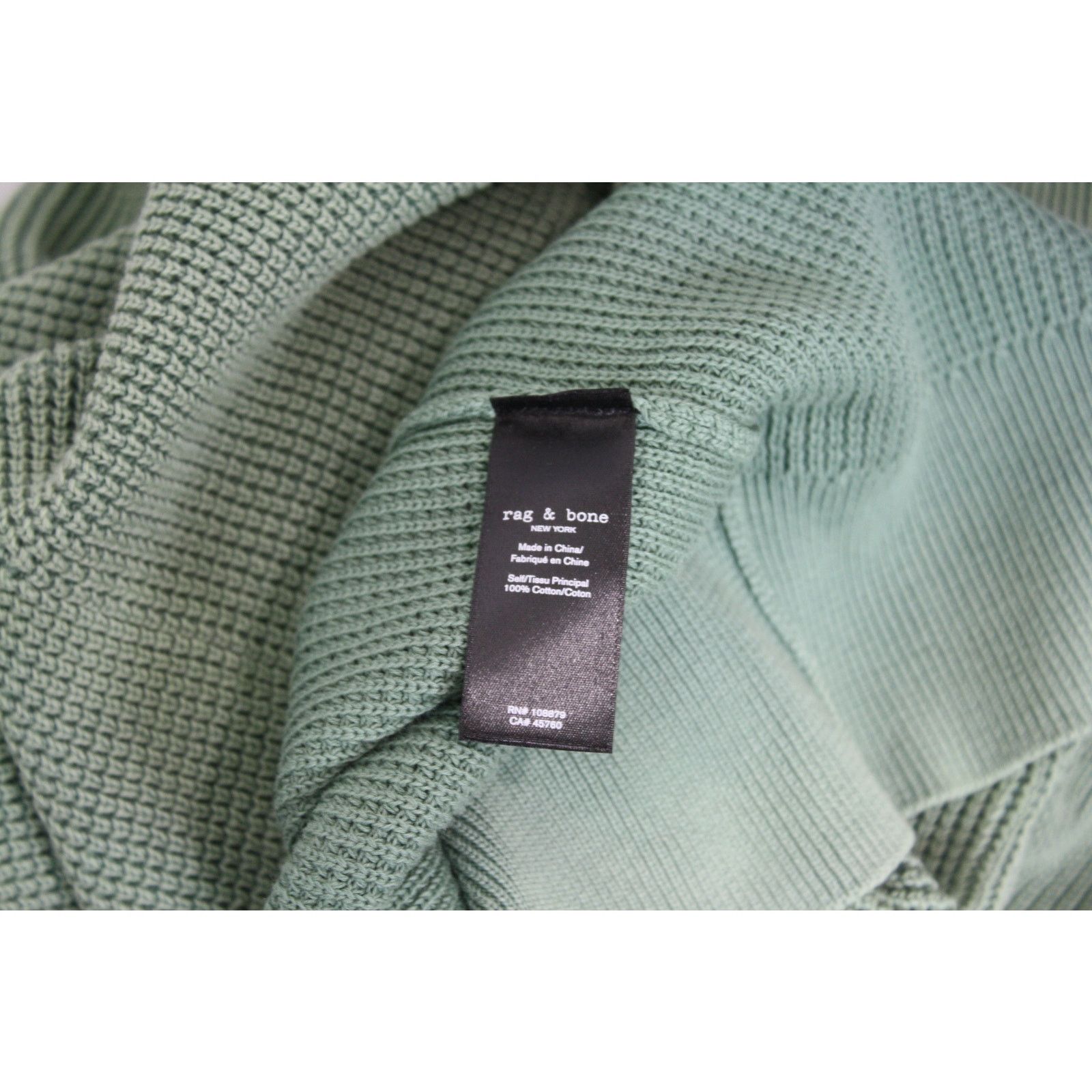 Rag & Bone rag & bone Sweater Mens Large Green Waffle Knit Crewneck Size US L / EU 52-54 / 3 - 8 Thumbnail
