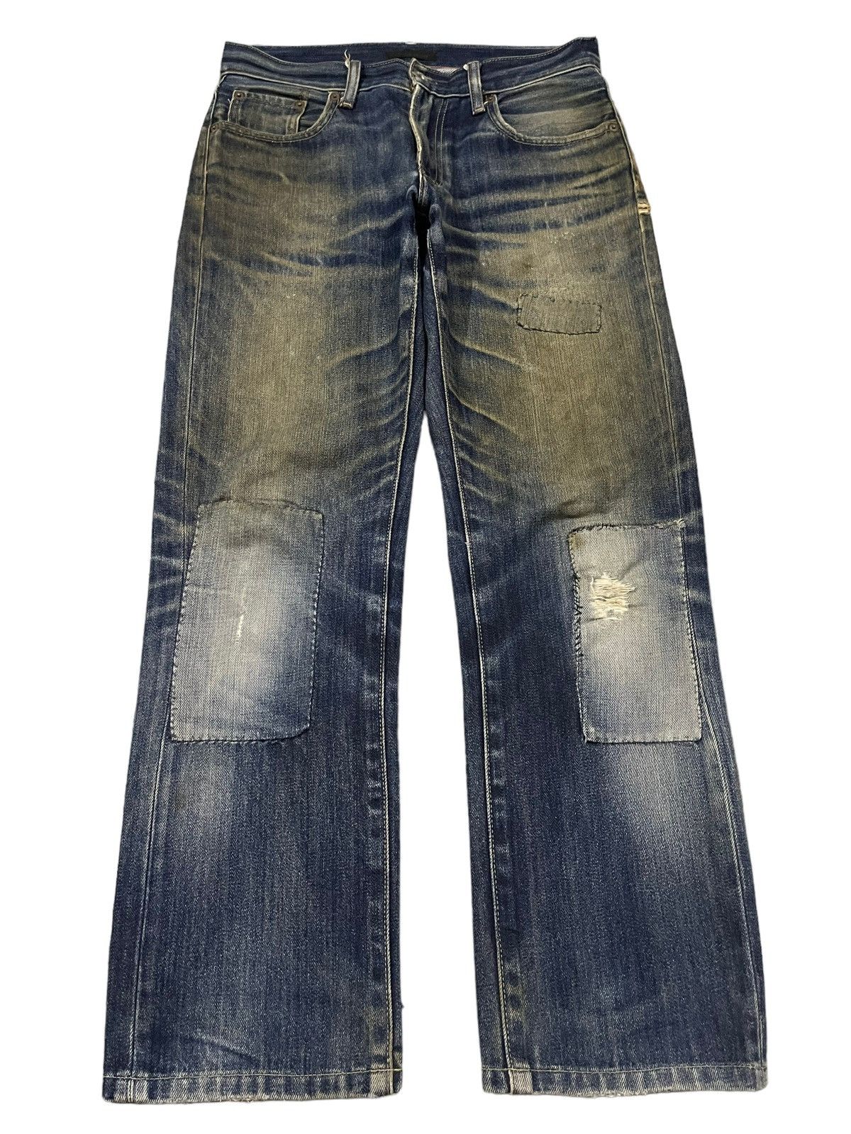 Uniqlo Vintage Japanese Uniqlo Mud Wash Patch Style Loose Jeans Size US 32 / EU 48 - 1 Thumbnail
