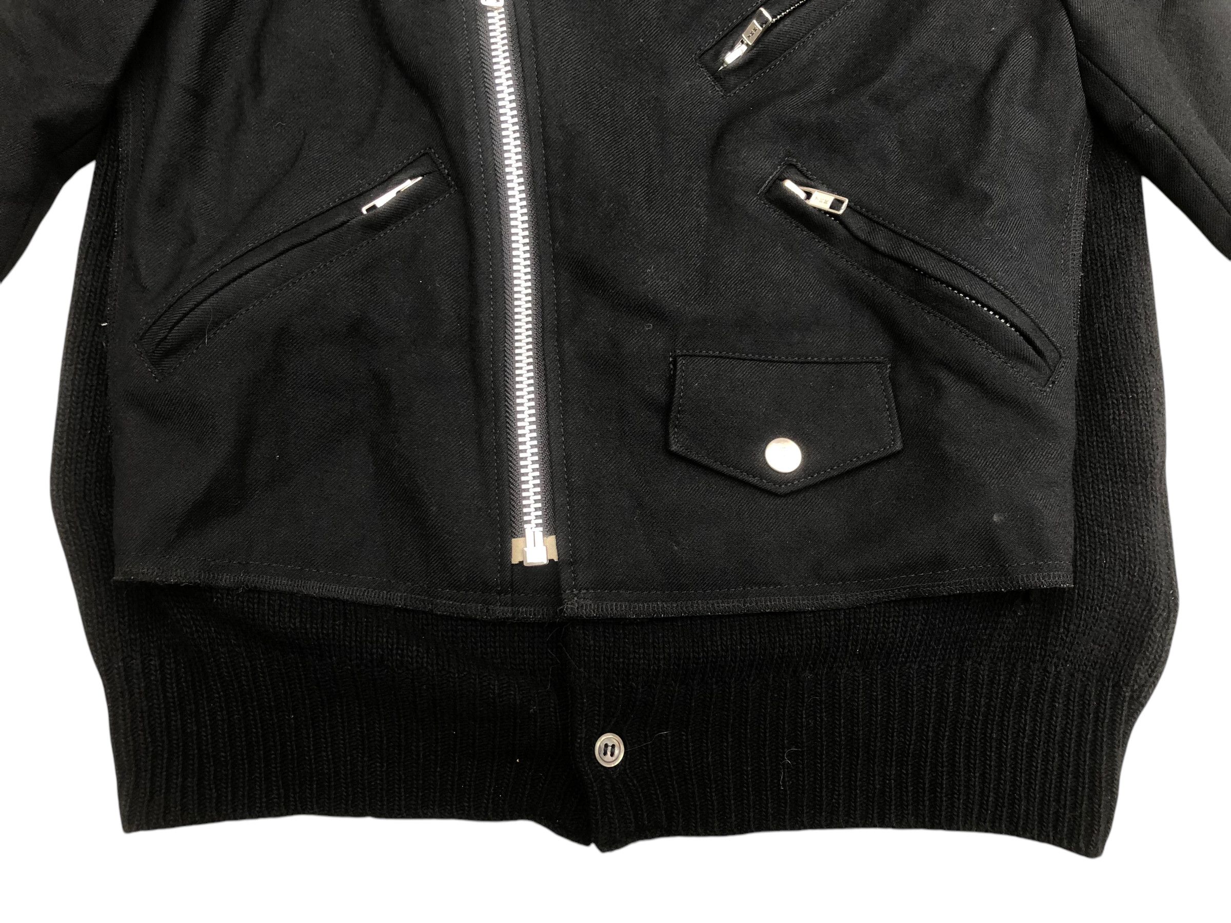 Comme des Garcons Archive AD2013 COMME DES GARCONS Biker Jacket Wool Cardigan Size US S / EU 44-46 / 1 - 6 Thumbnail