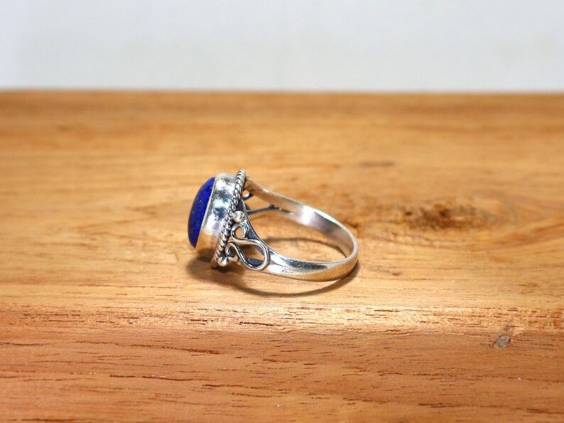 Handmade Lapis lazuli Ring, Sterling Silver Handmade Designer Jewelry Size ONE SIZE - 6 Thumbnail