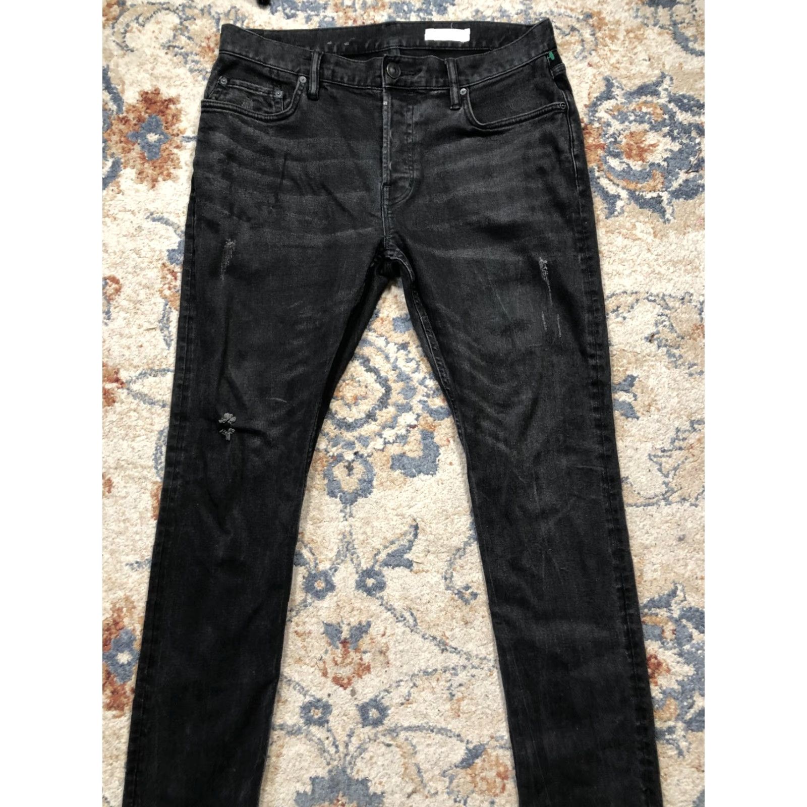 Allsaints AllSaints Jeans Rex Skinny Fit Distressed Denim Black Wash 32 Mens Size US 32 / EU 48 - 3 Thumbnail
