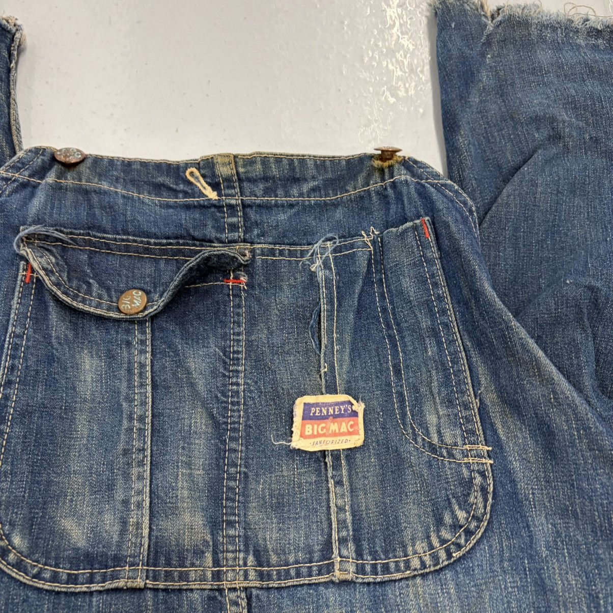 Other Vintage 50s Big Mac Blue Dark Workwear Denim Overalls 40x31 Size US 40 / EU 56 - 2 Thumbnail