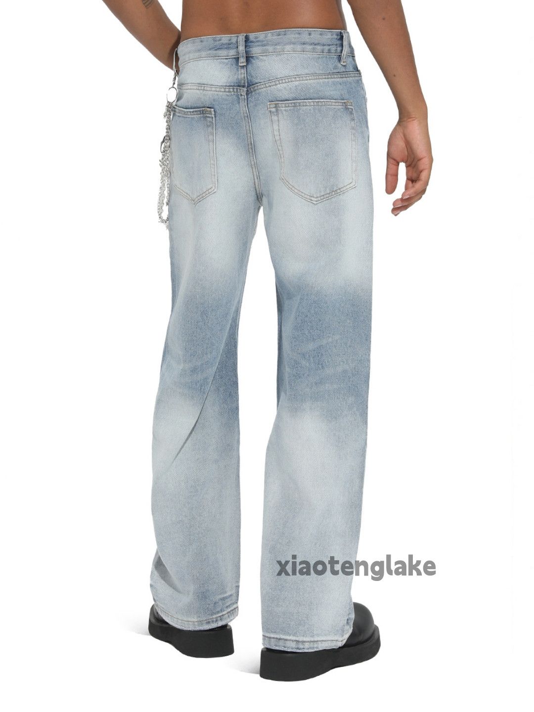 Jean Unisex washed faded loose baggy hiphop yuppie pants Size US 32 / EU 48 - 4 Thumbnail