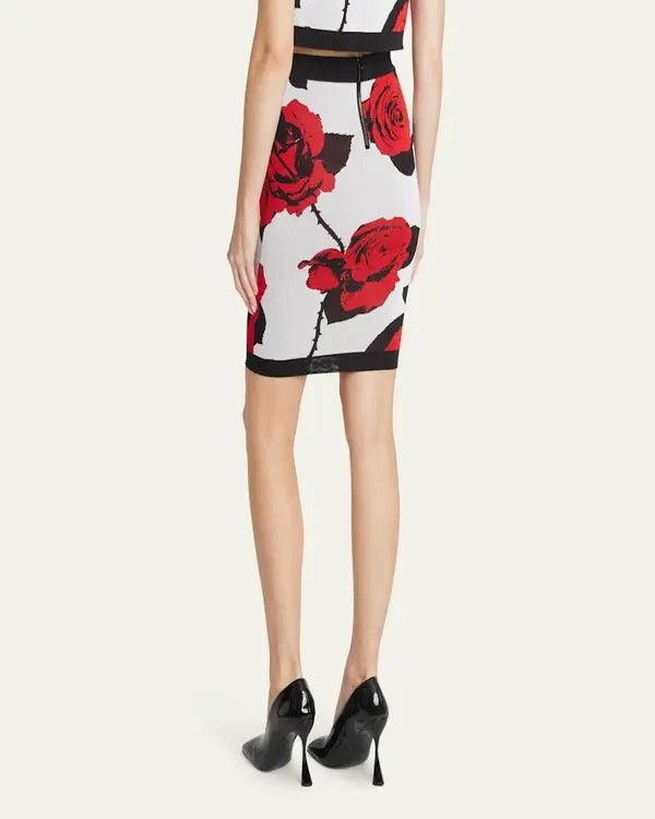 Balmain o1s1wg110825 Floral Jacquard Midi Skirt in Multicolor Size 28" / US 6 / IT 42 - 3 Thumbnail