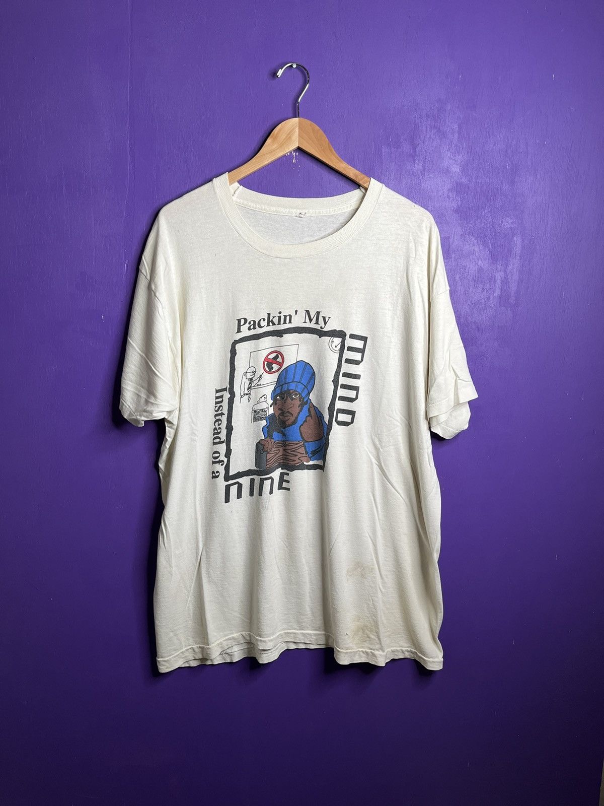 Vintage Vintage 90s Packin my mind not my nine t-shirt Size US XL / EU 56 / 4 - 1 Thumbnail