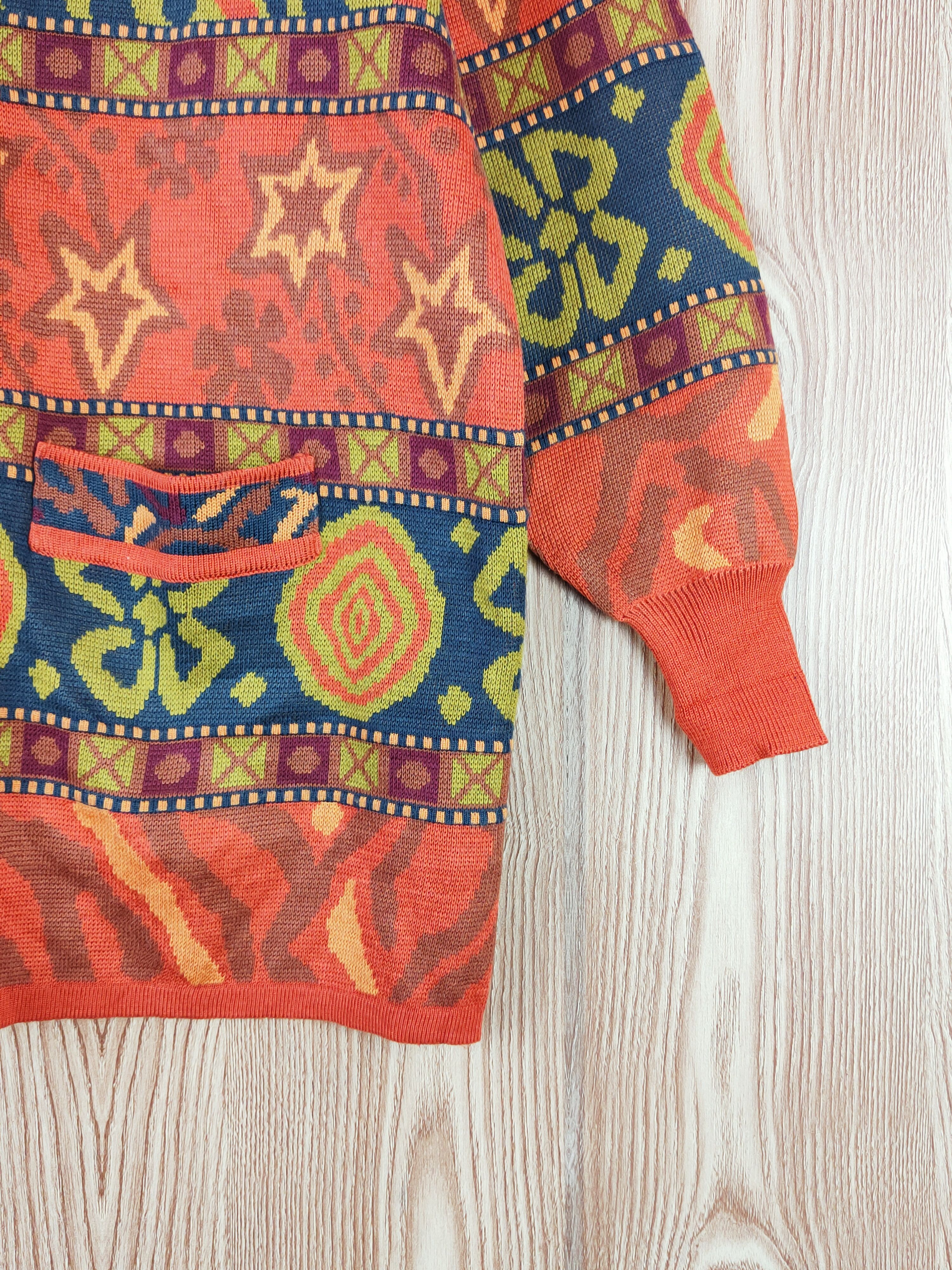 Vintage Dongwon Orange art Knitwear Cardigan #W746 Size US L / EU 52-54 / 3 - 6 Thumbnail