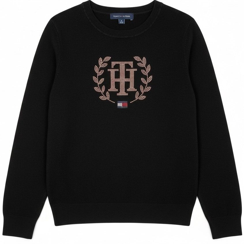 Tommy Hilfiger Tommy Hilfiger Women's Black Studded Crest Sweater Women M Size M / US 6-8 / IT 42-44 - 1 Thumbnail